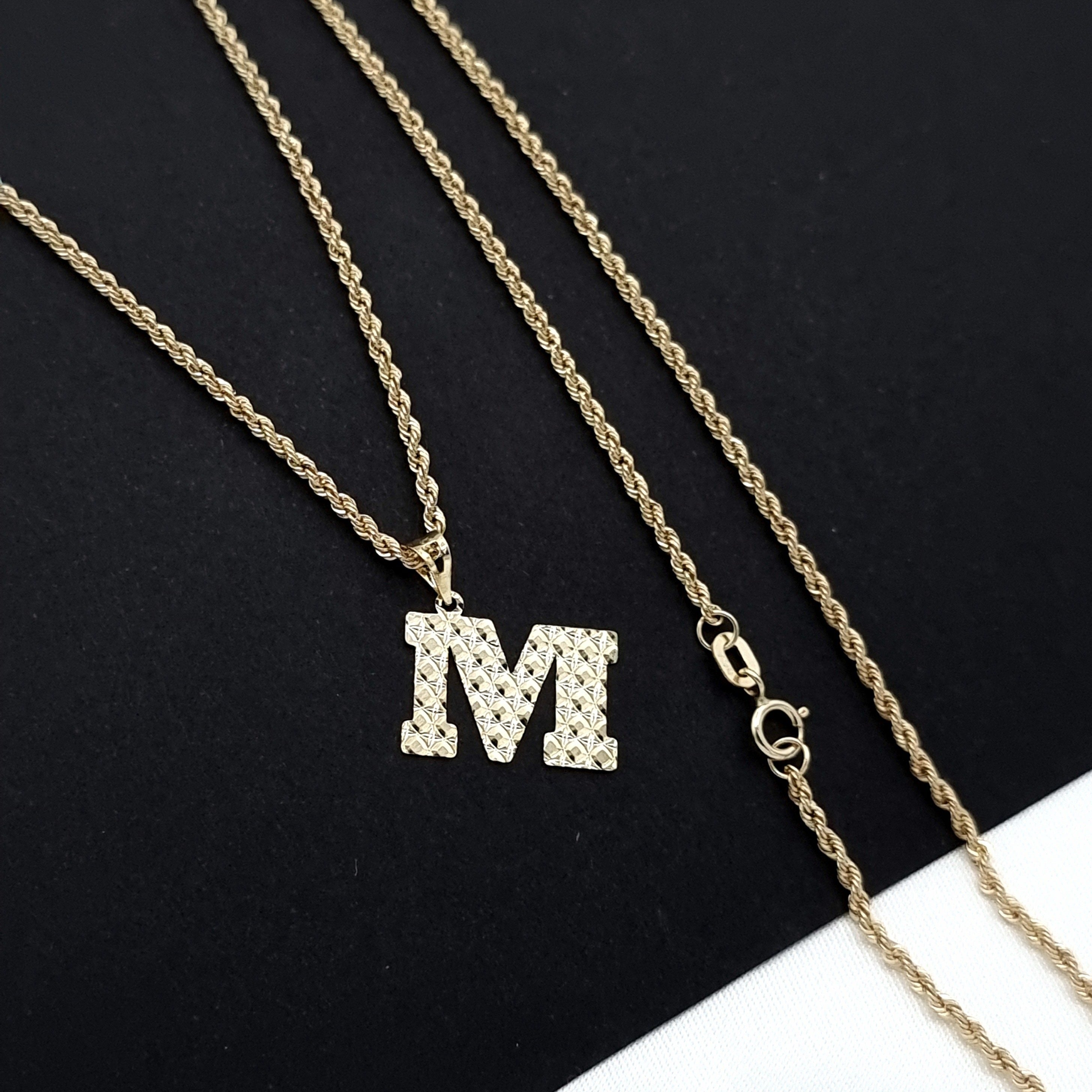 18K Pure Gold Letter M Necklace