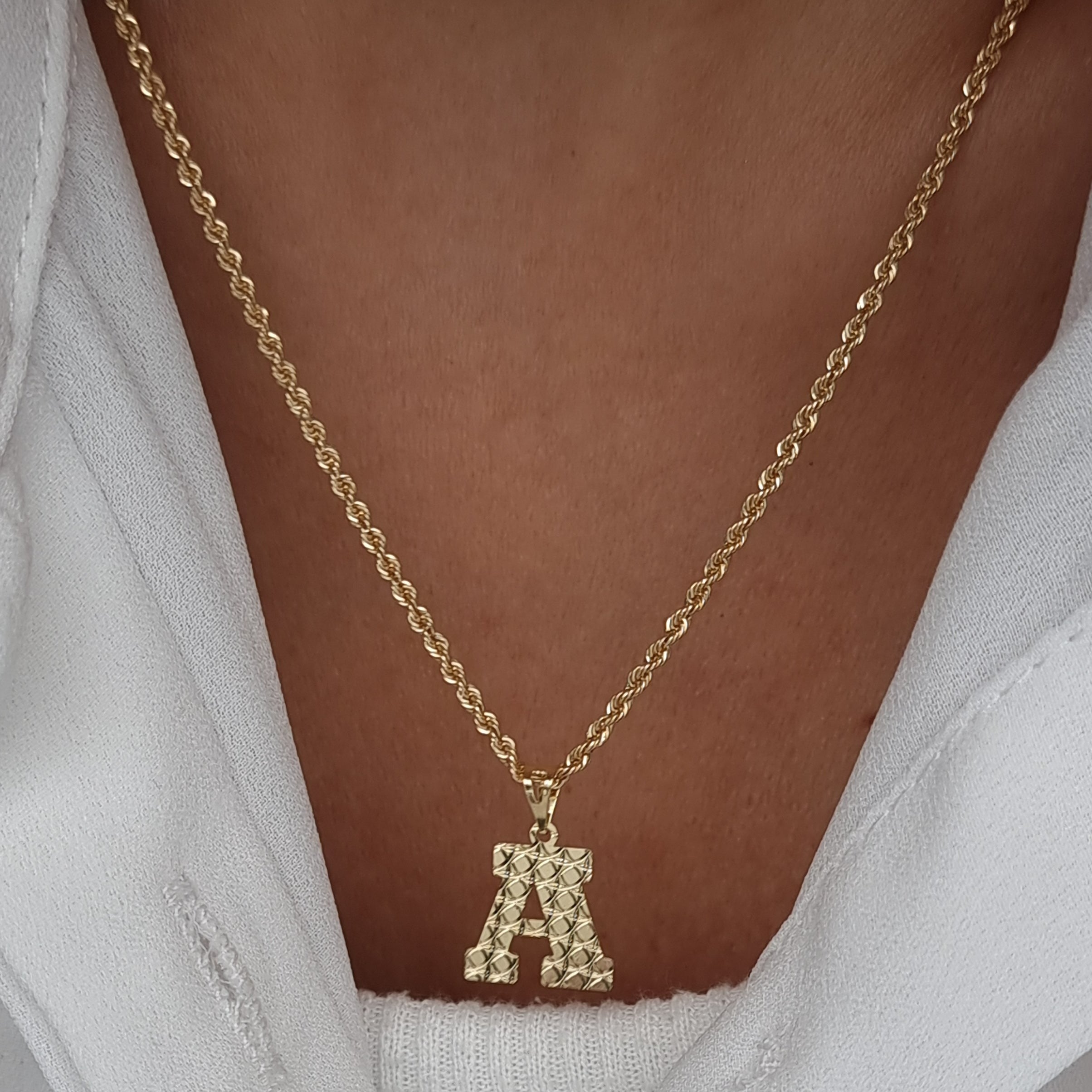 18K Pure Gold Letter A Necklace