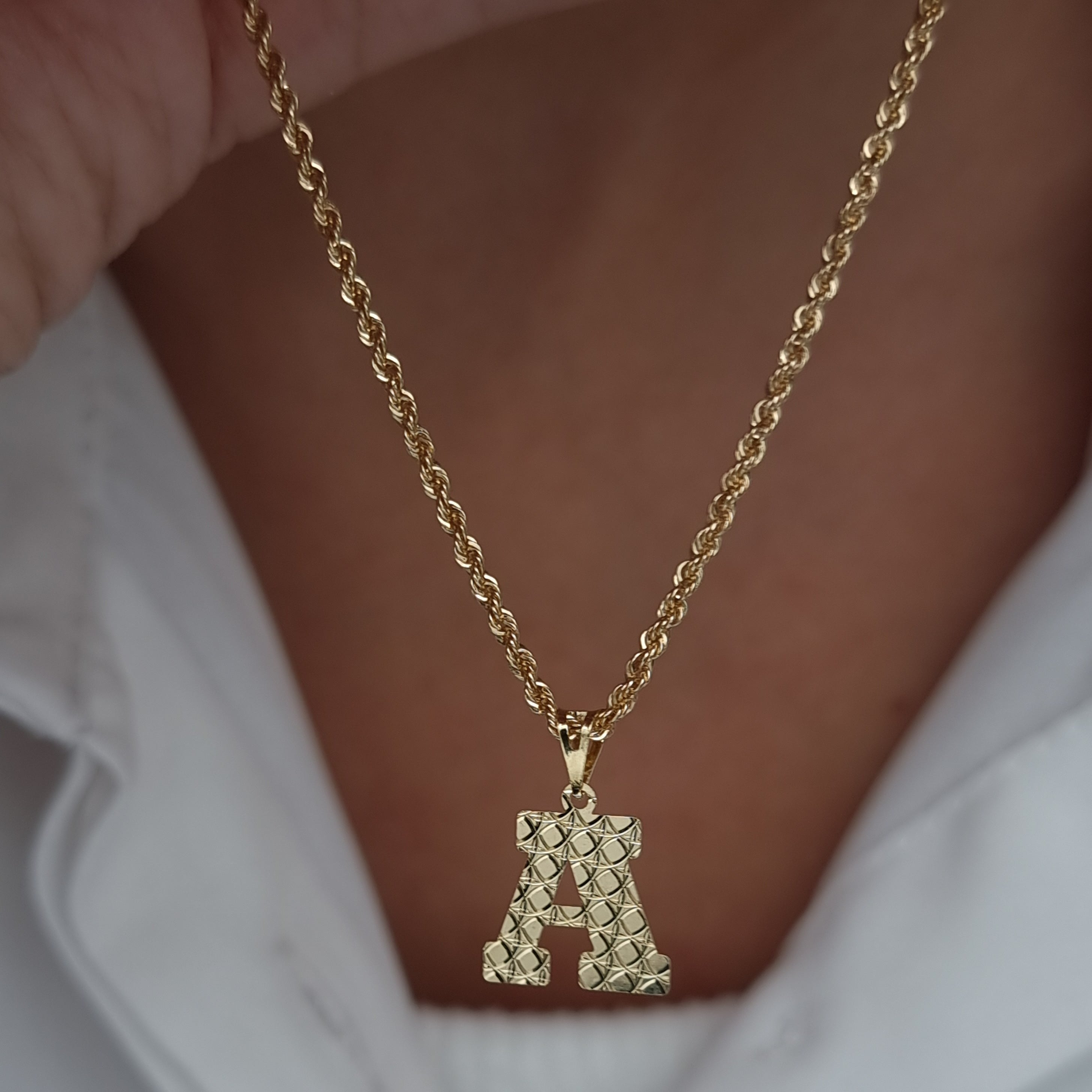 18K Pure Gold Letter A Necklace