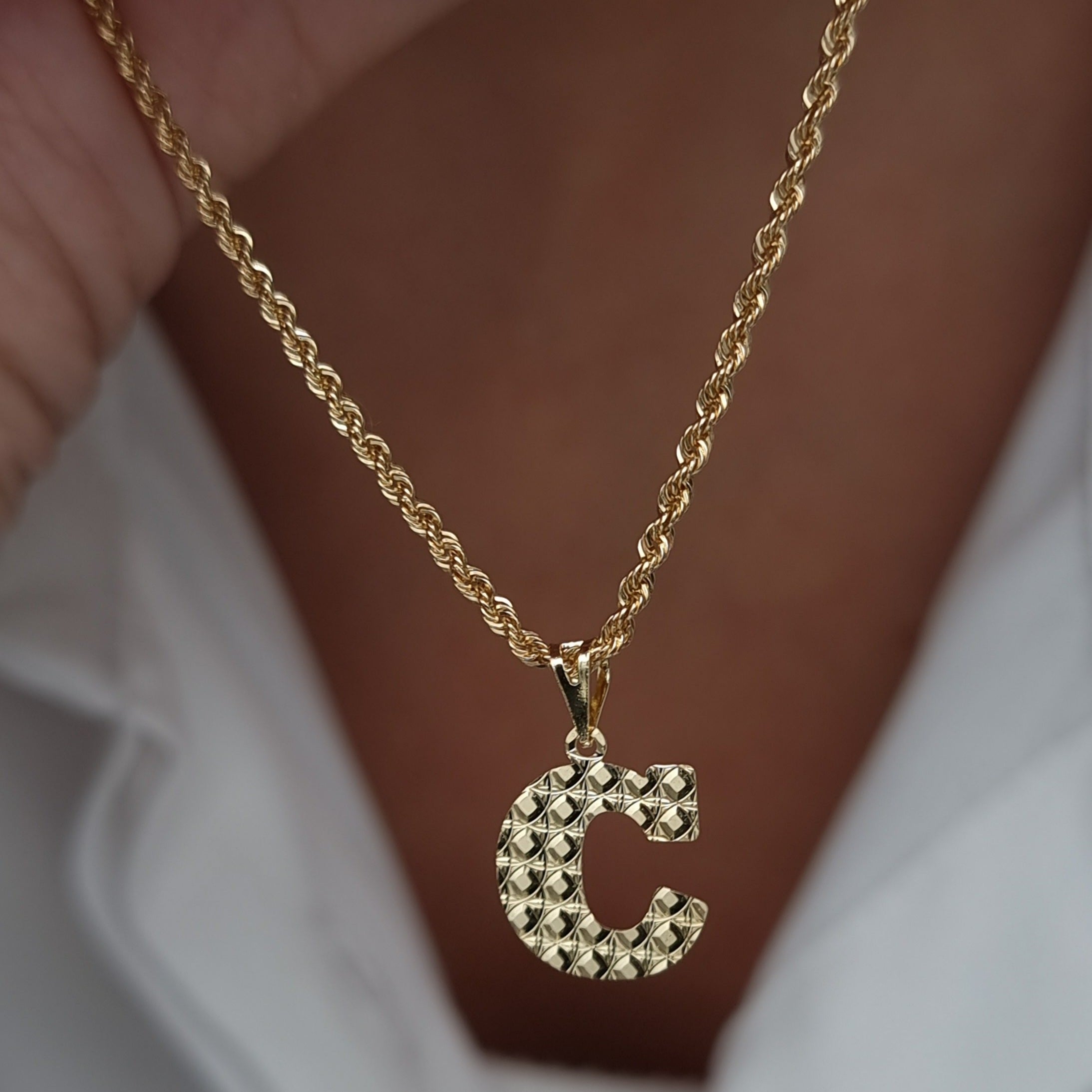 18K Pure Gold Letter C Necklace