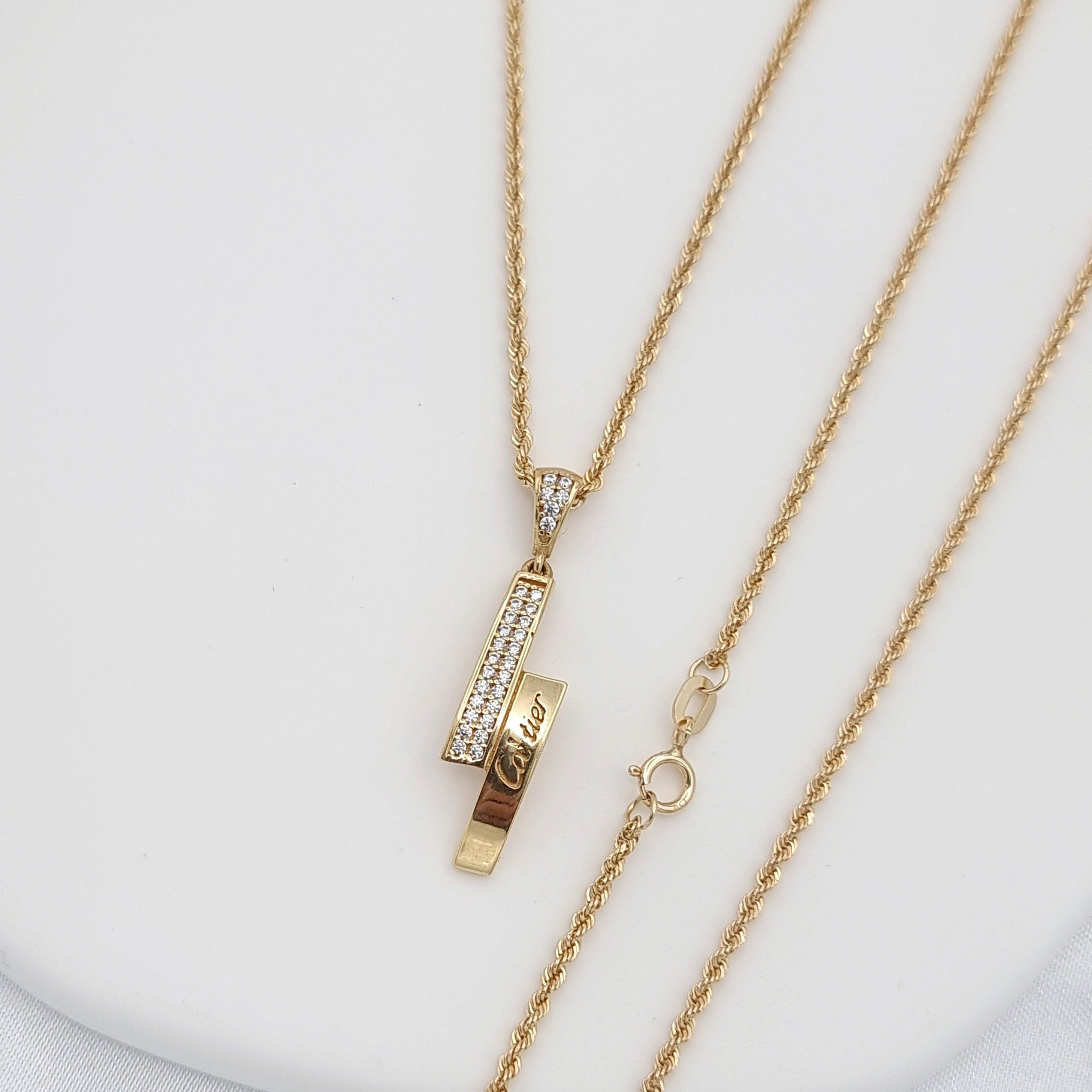 C R. Stone 18K Pure Gold C.R Stone Necklace