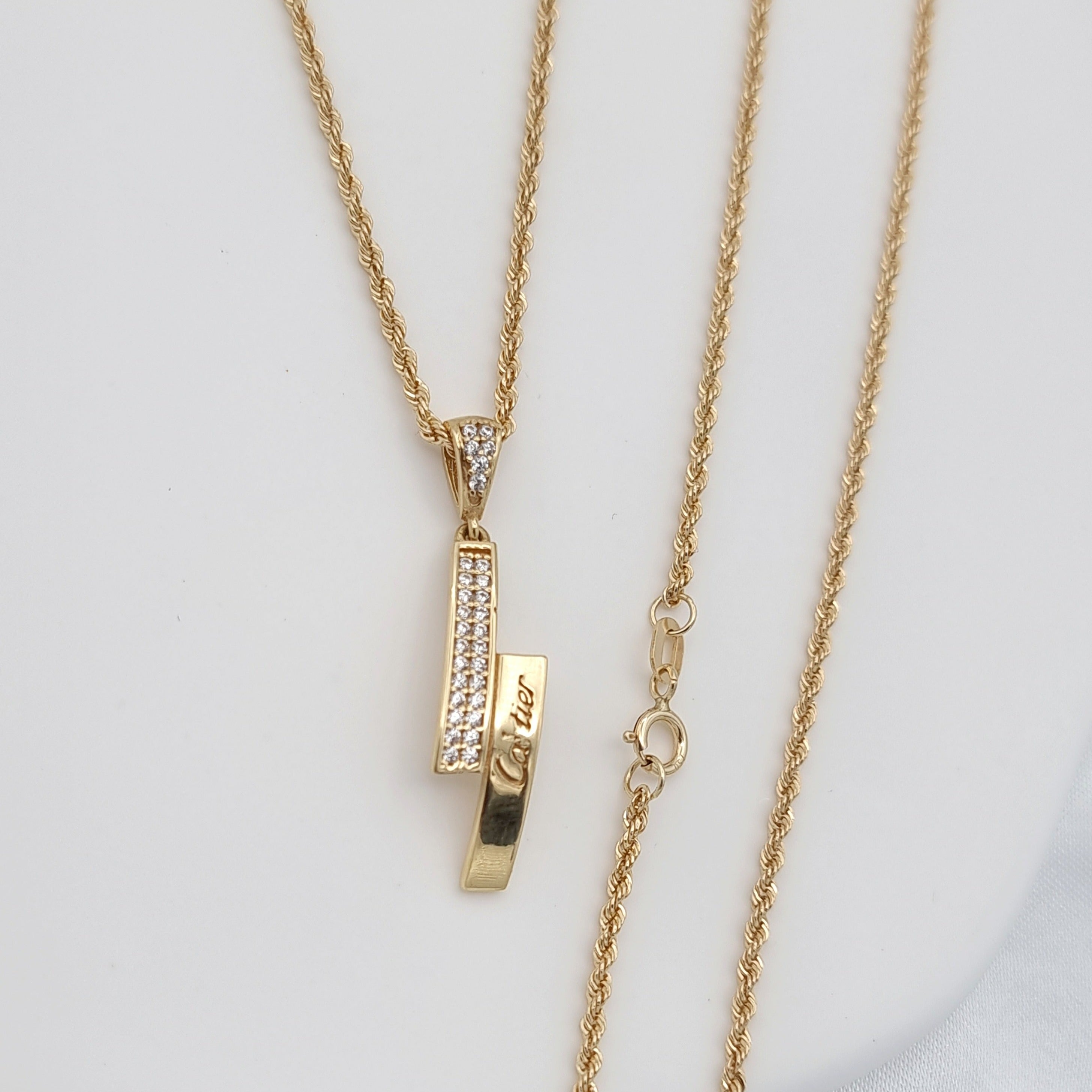 18K Pure Gold C.R Stone Necklace