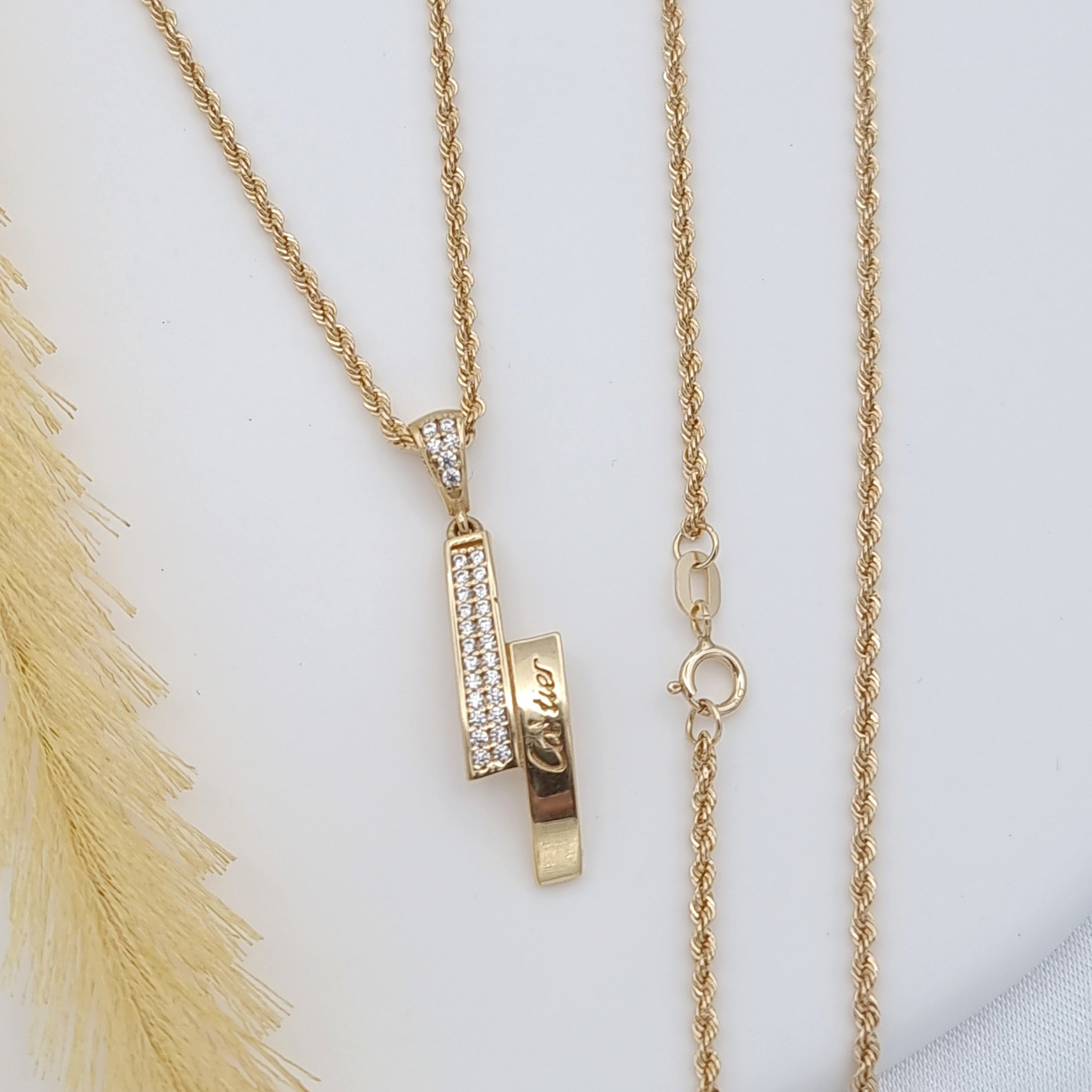 C R. Stone 18K Pure Gold C.R Stone Necklace