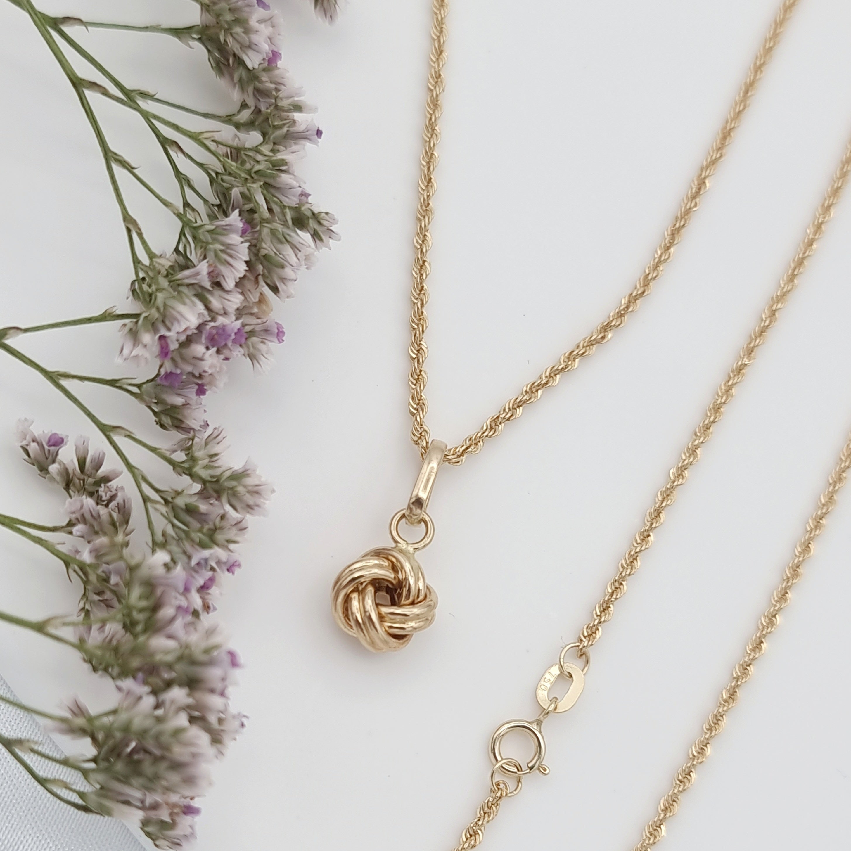 18K Pure Gold Twisted Ball Necklace