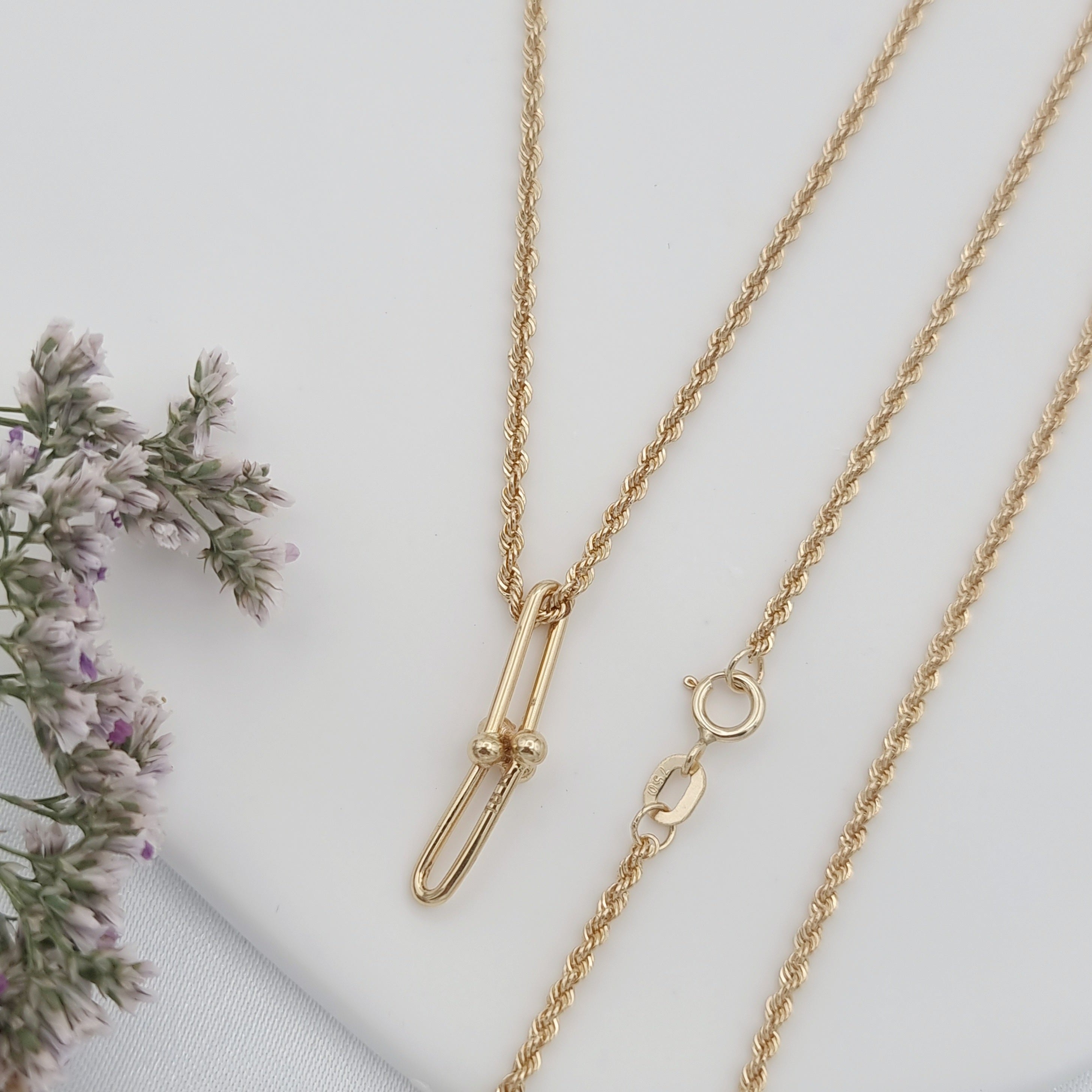 18K Pure Gold U-Link Necklace
