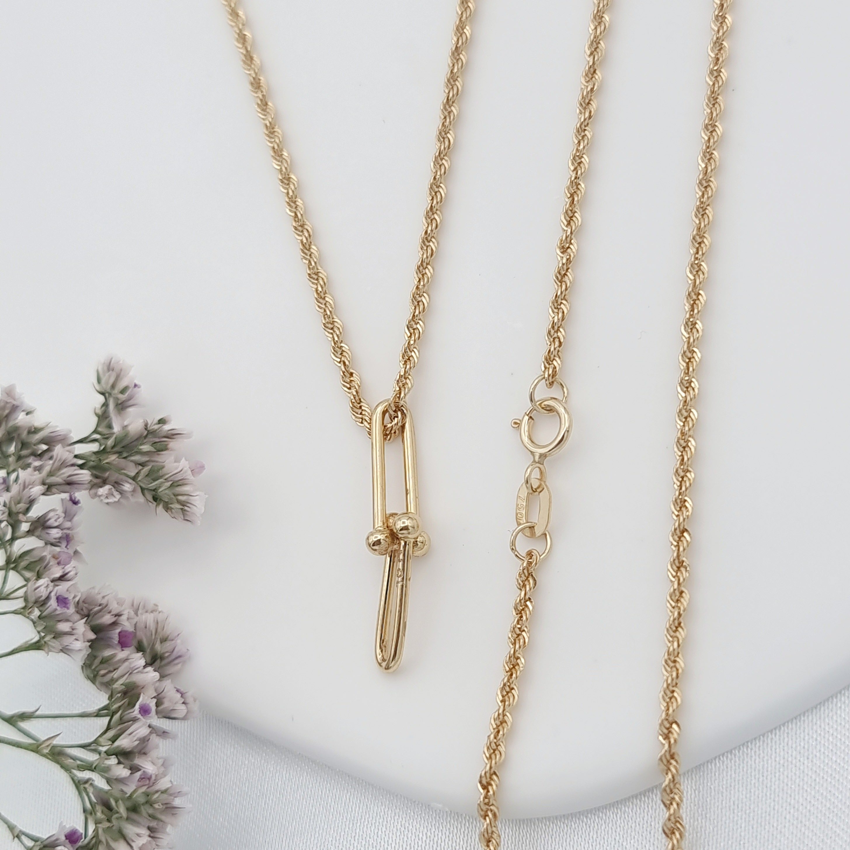 18K Pure Gold U-Link Necklace