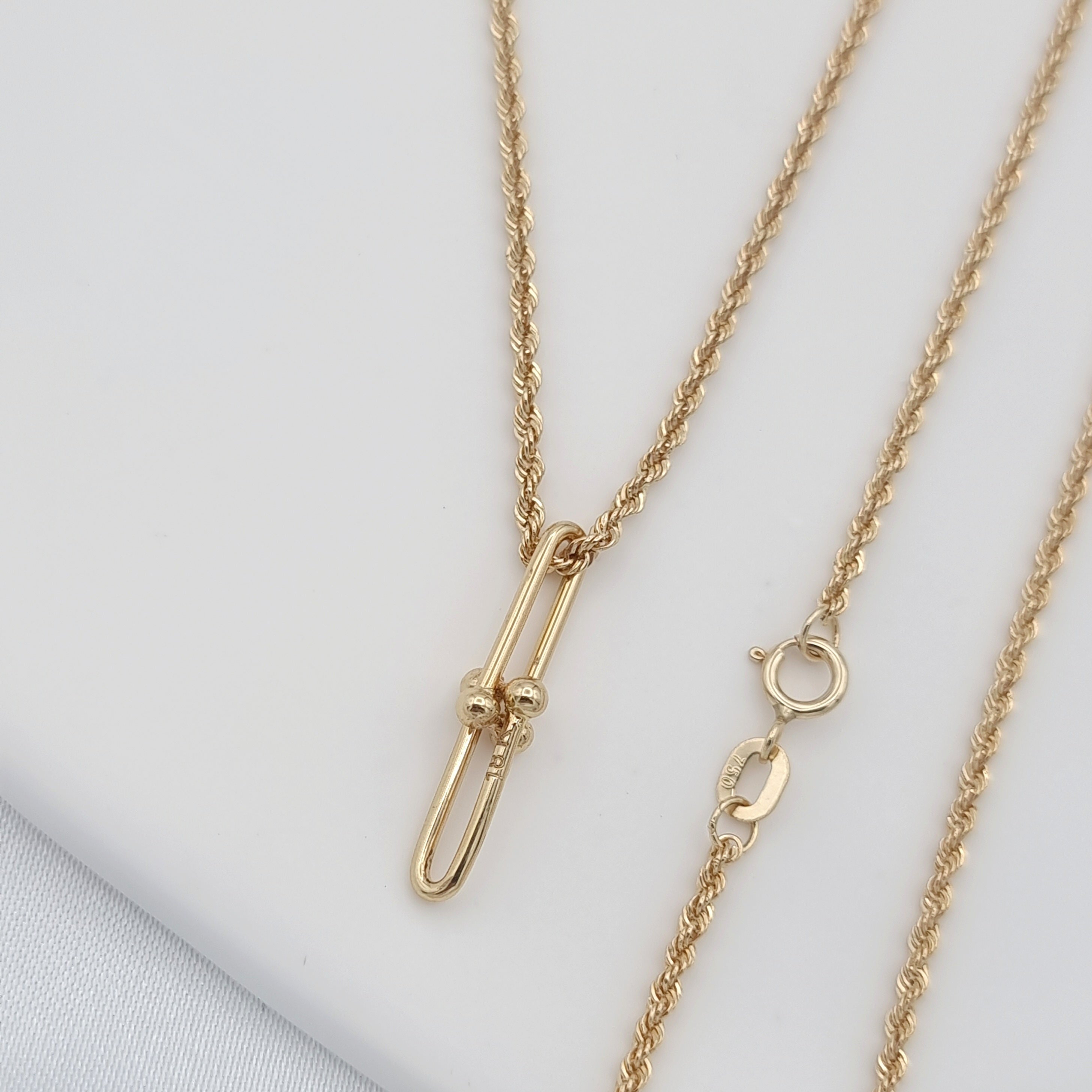 18K Pure Gold U-Link Necklace