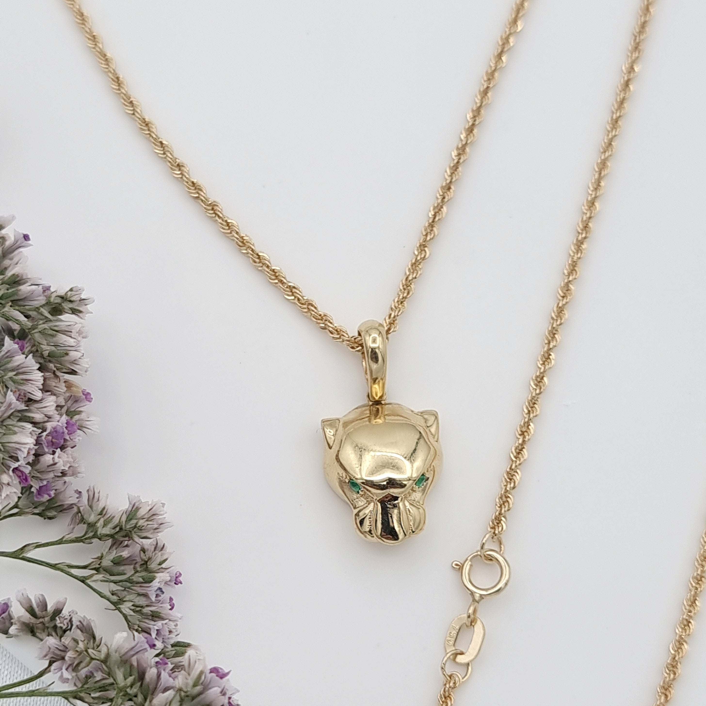 18K Pure Gold Plain Panther Necklace