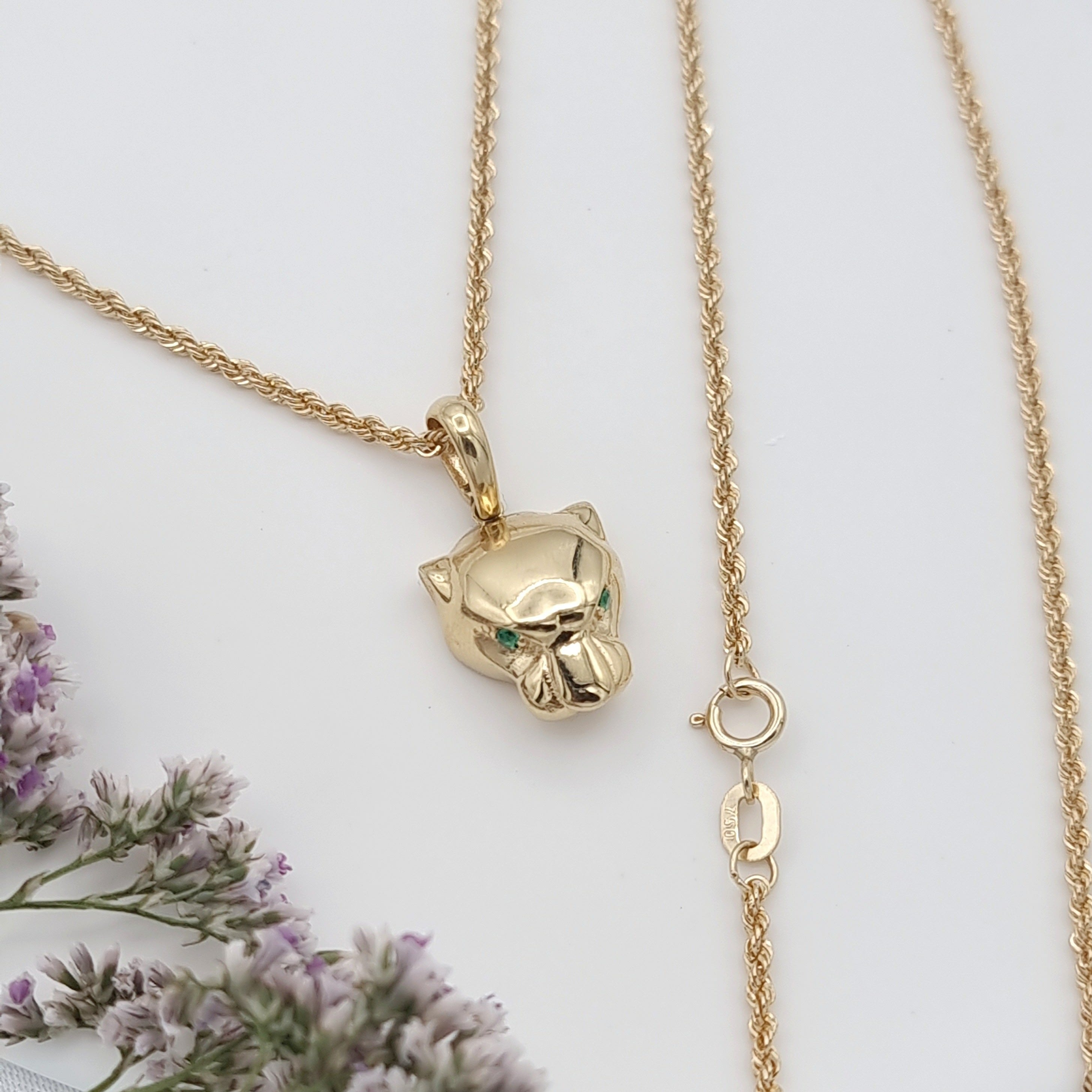 18K Pure Gold Plain Panther Necklace