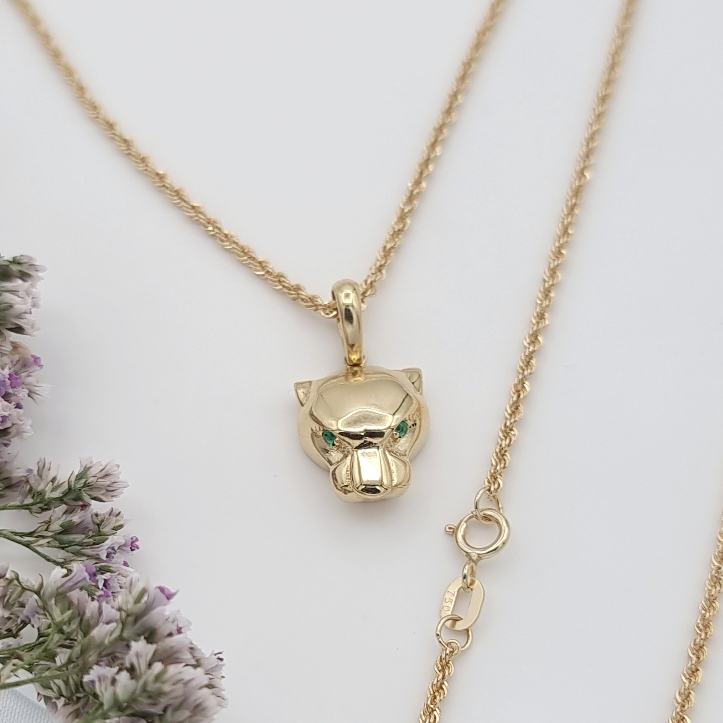 18K Pure Gold Plain Panther Necklace