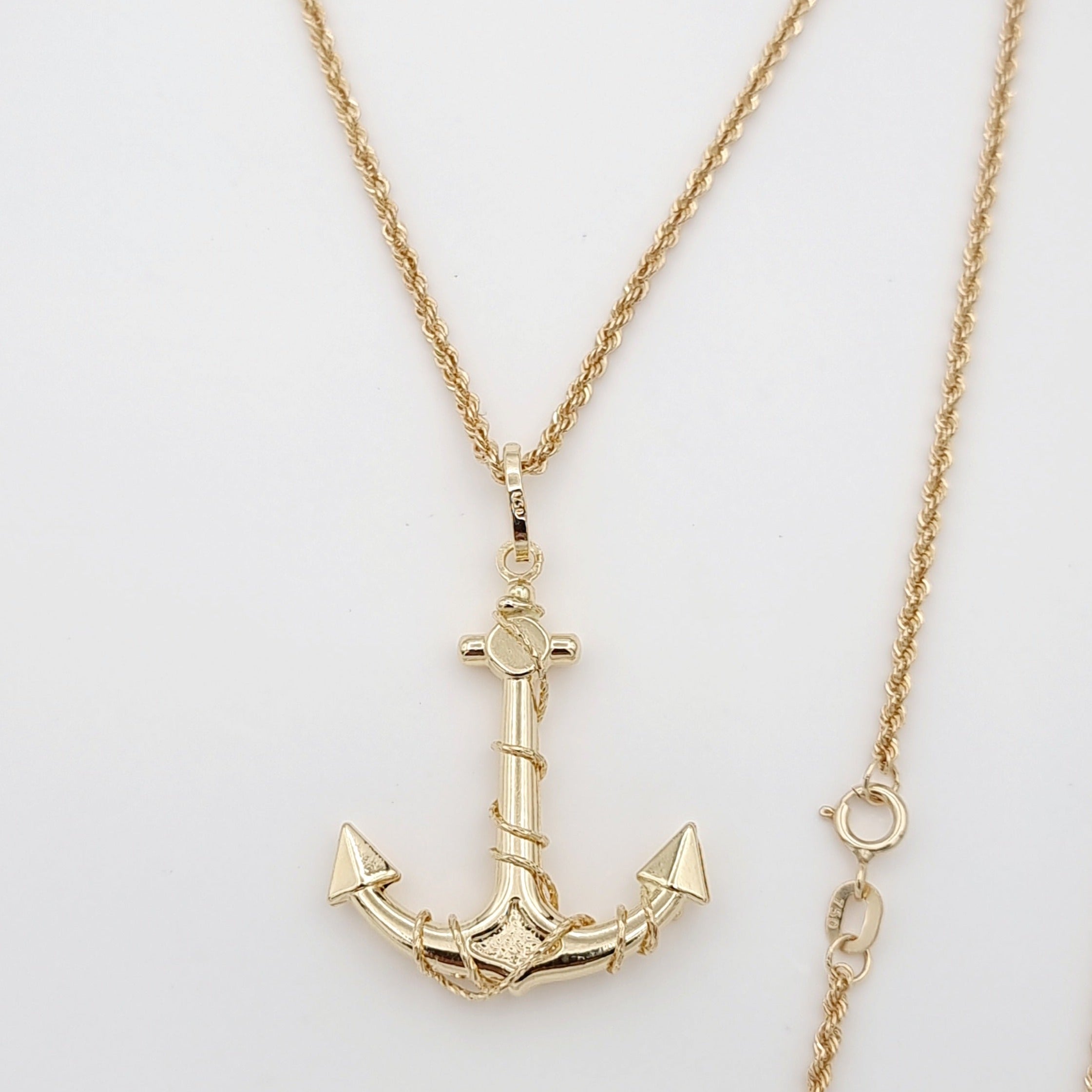 18K Pure Gold Anchor Necklace