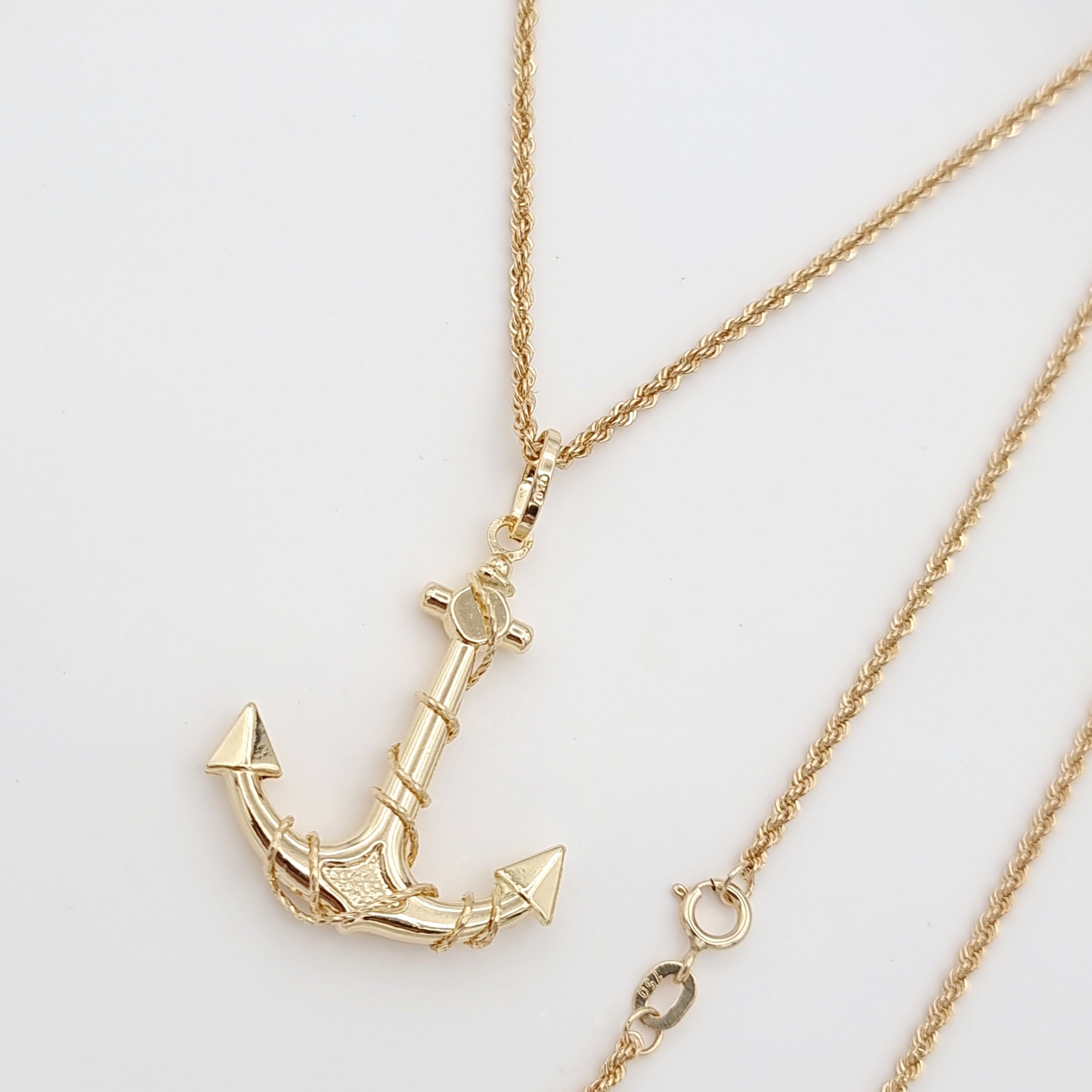 18K Pure Gold Anchor Necklace