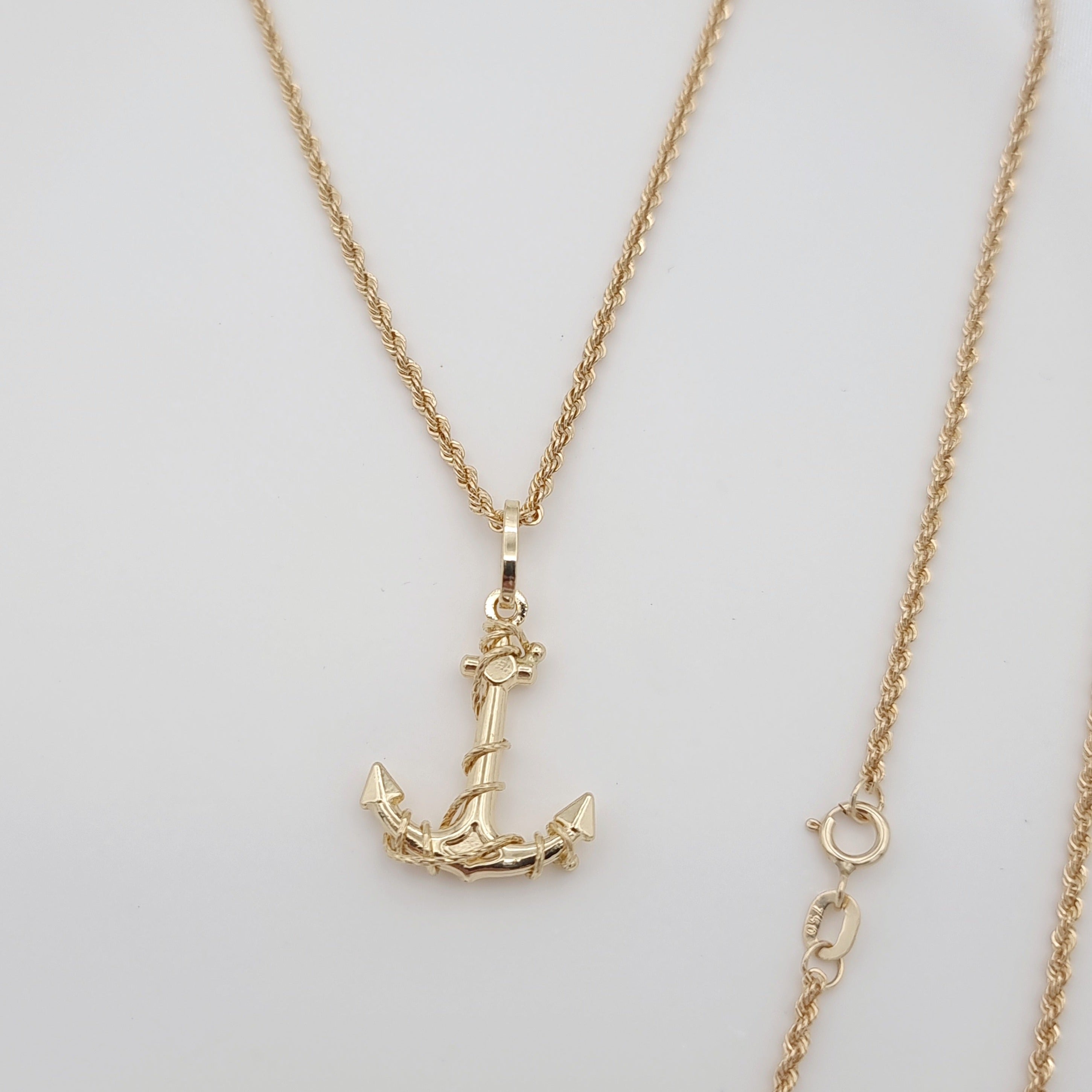 18K Pure Gold Anchor Necklace