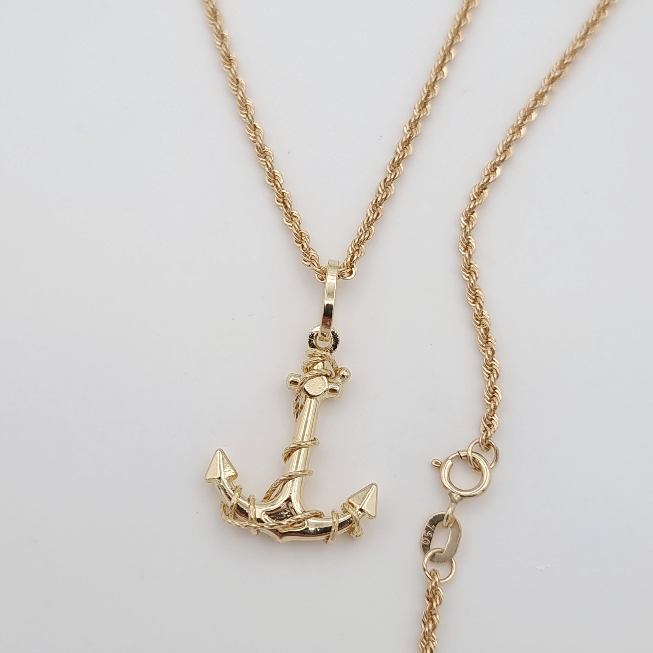 18K Pure Gold Anchor Necklace