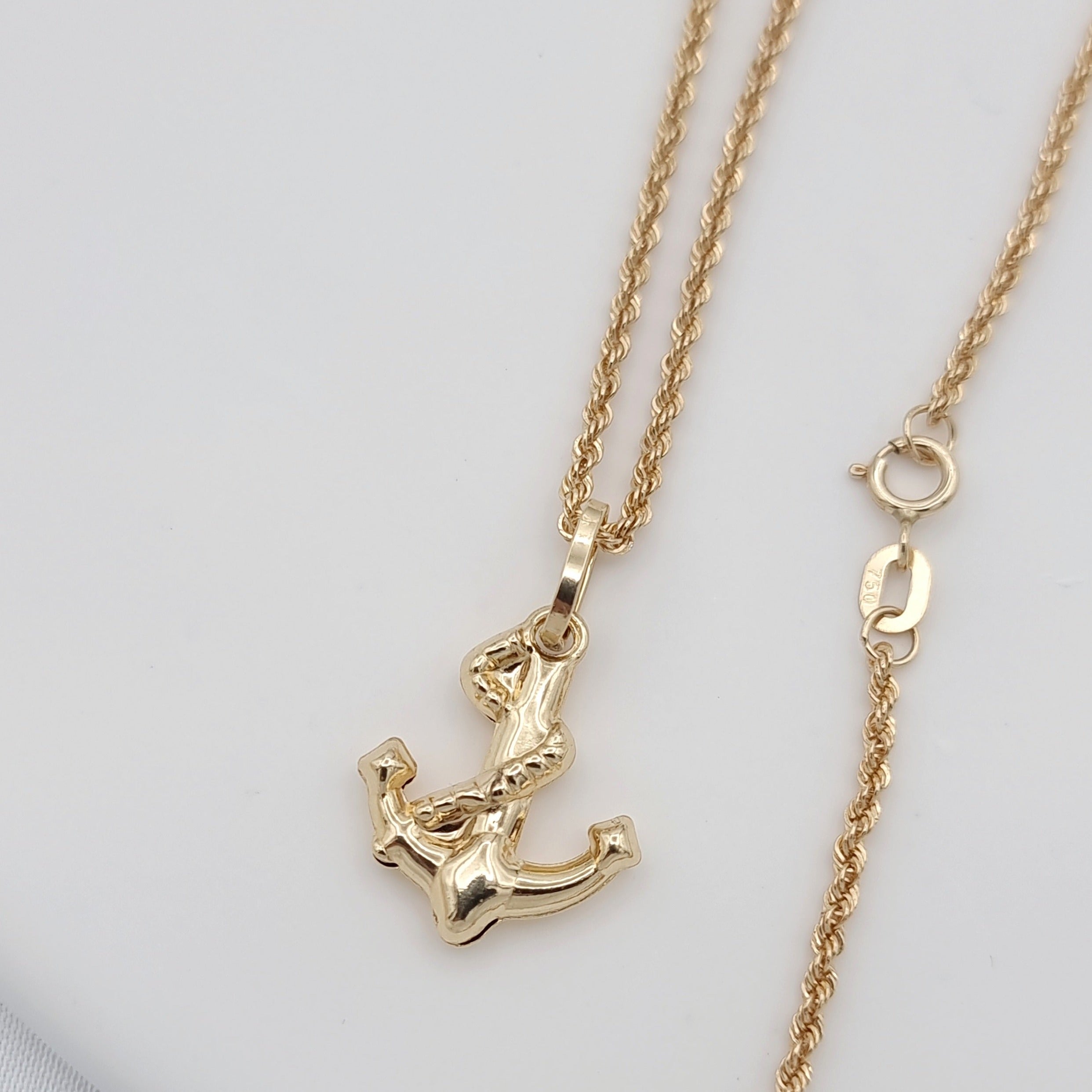 18K Pure Gold Anchor Necklace