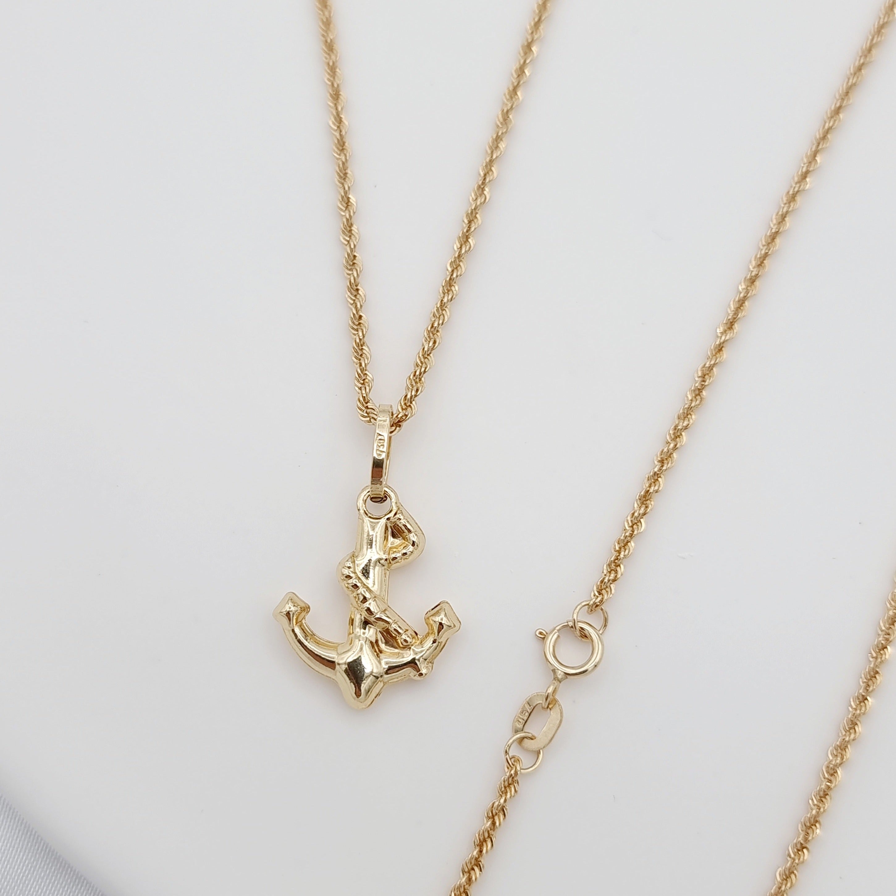 18K Pure Gold Anchor Necklace