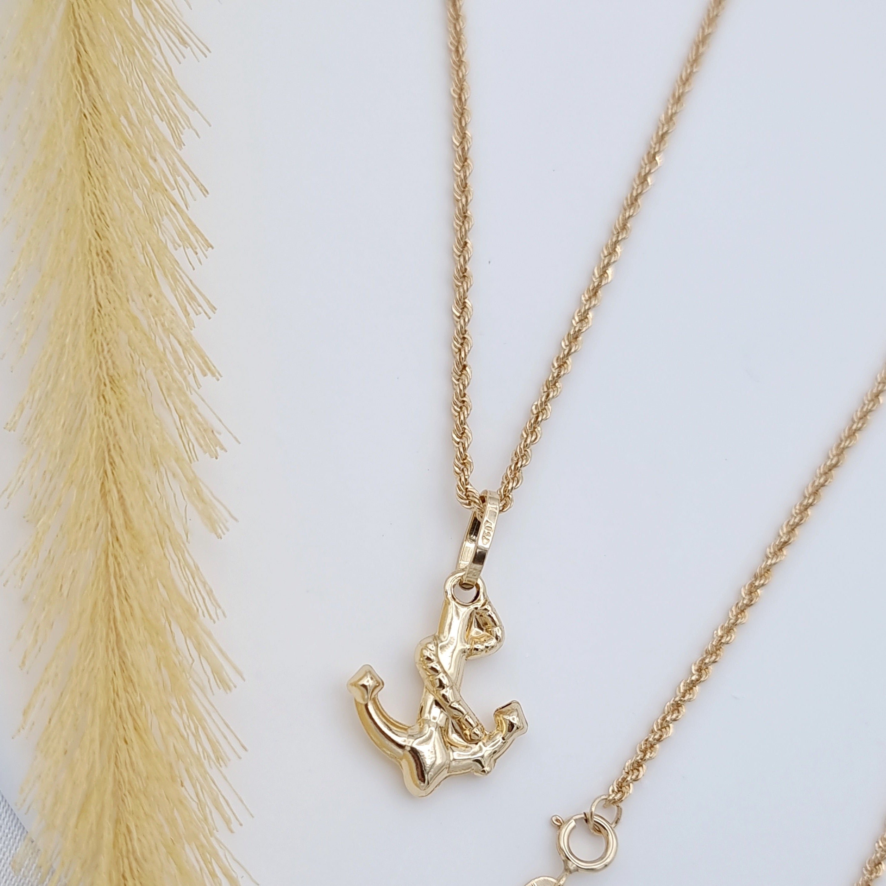 18K Pure Gold Anchor Necklace