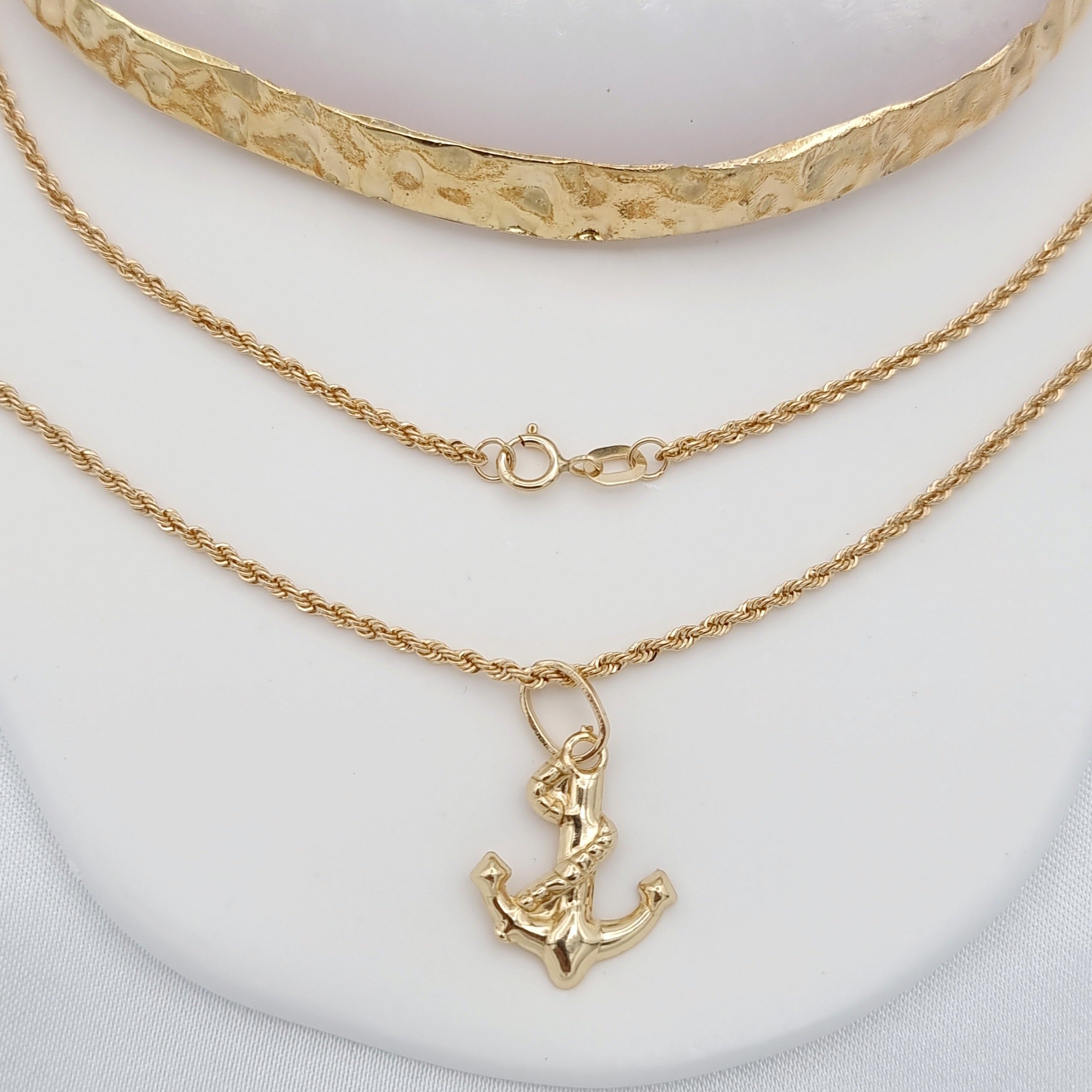 18K Pure Gold Anchor Necklace