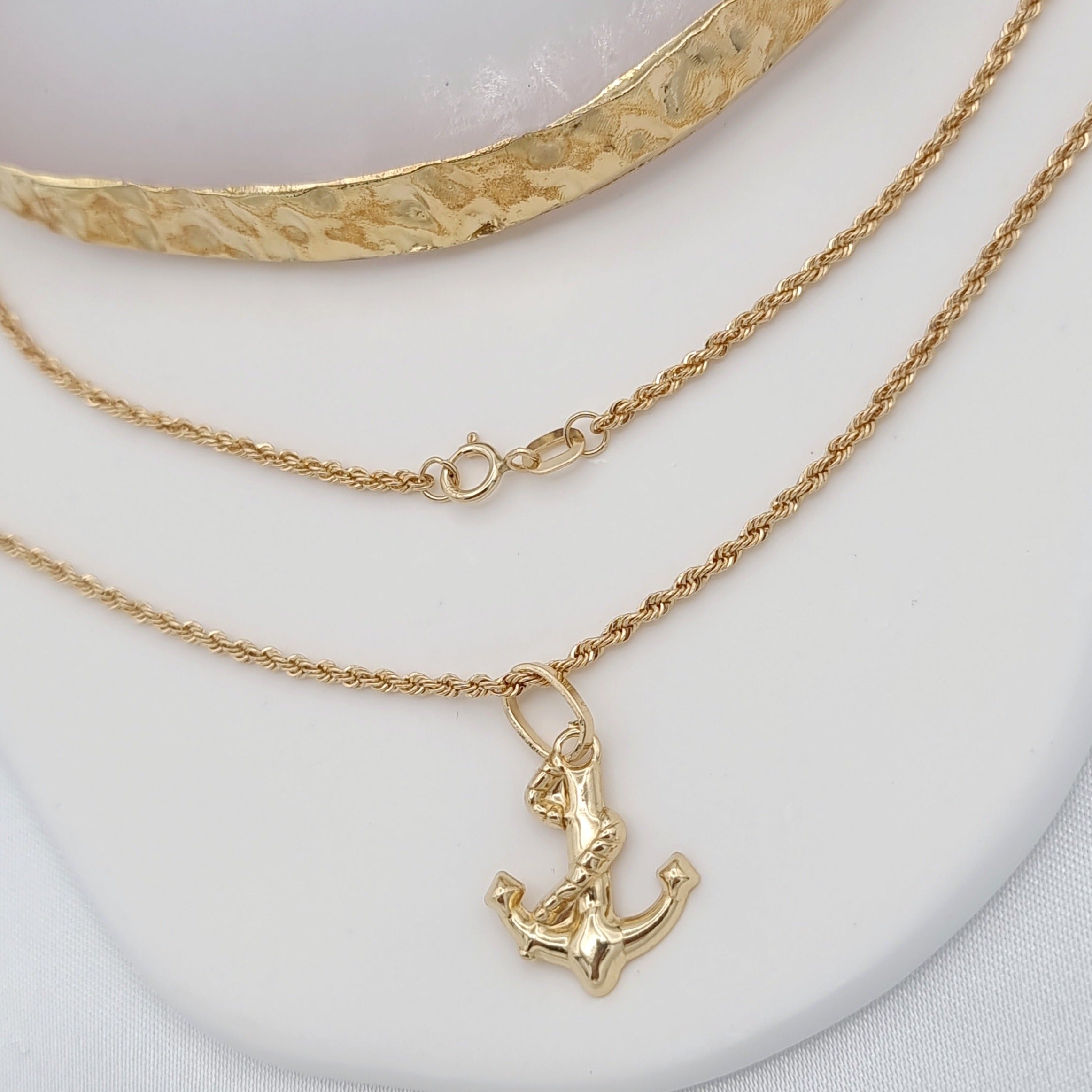 18K Pure Gold Anchor Necklace