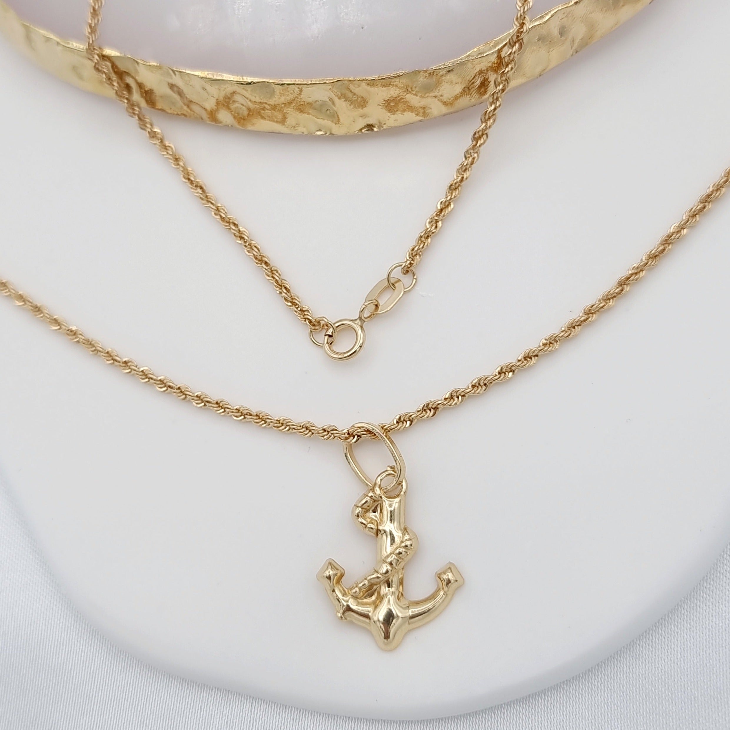 18K Pure Gold Anchor Necklace