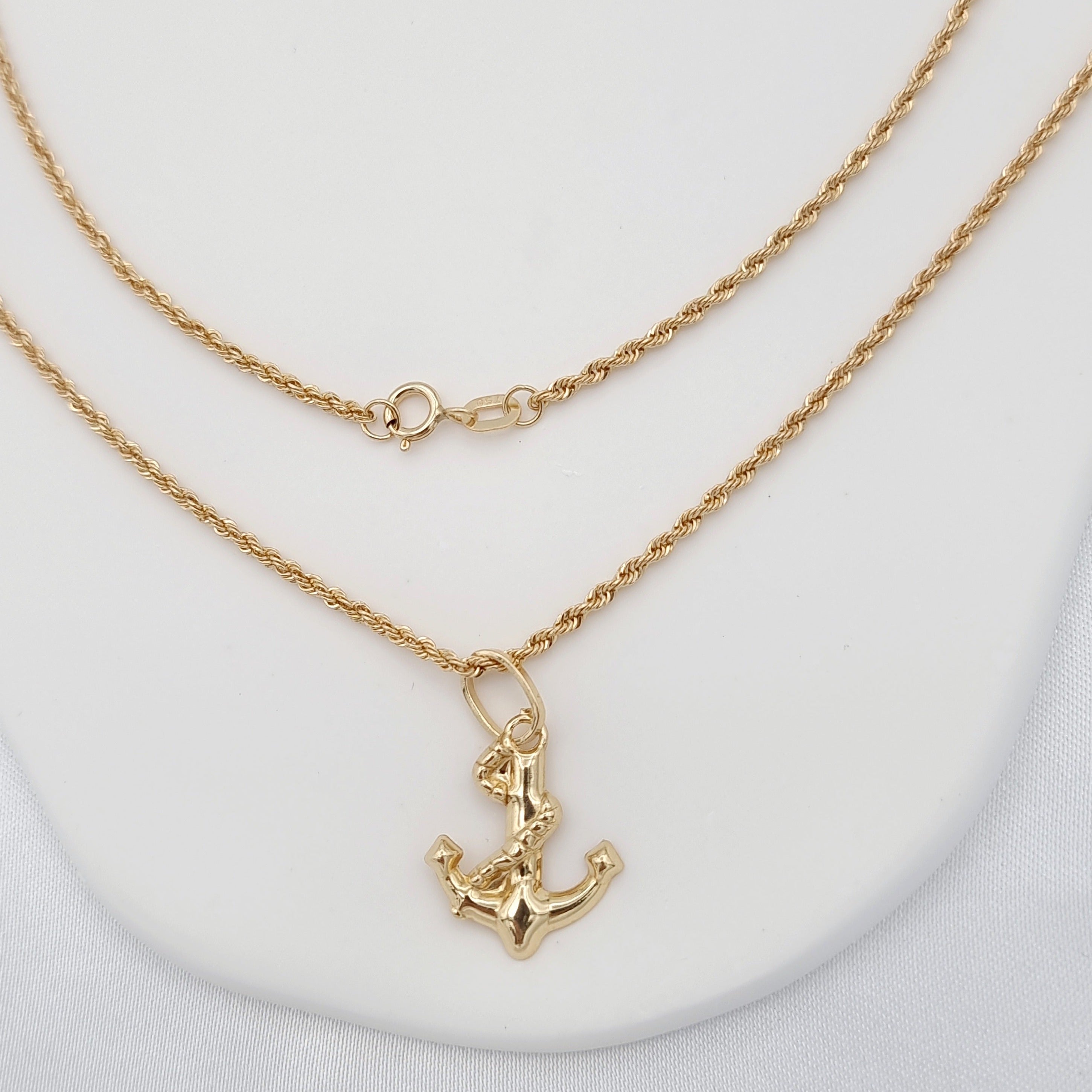 18K Pure Gold Anchor Necklace