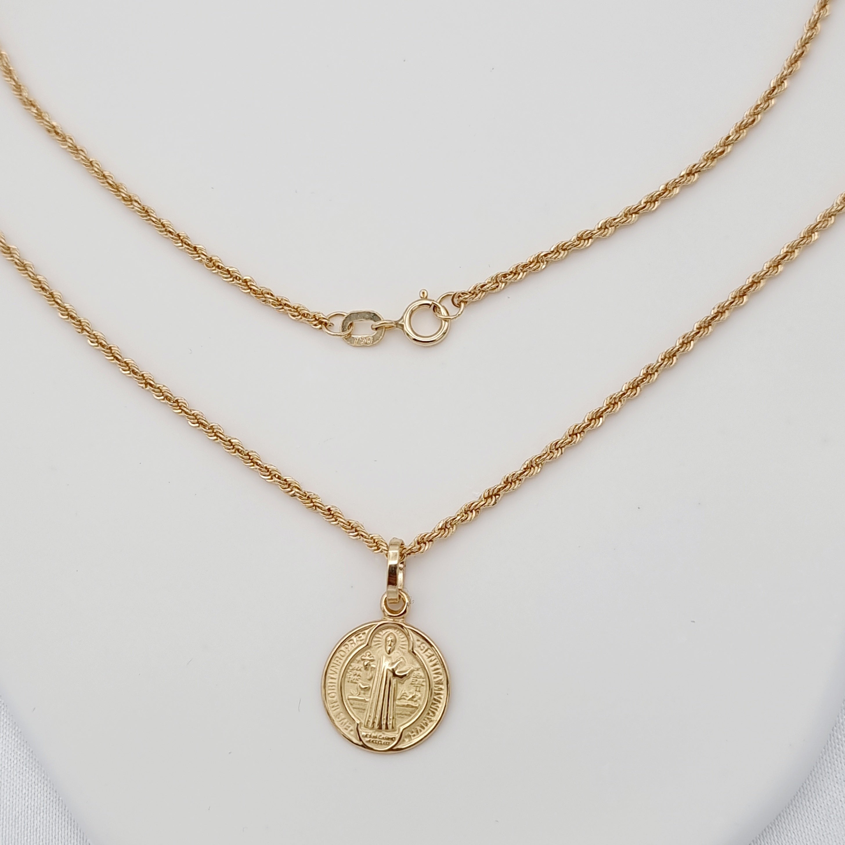 18K Pure Gold Round Religious Necklace