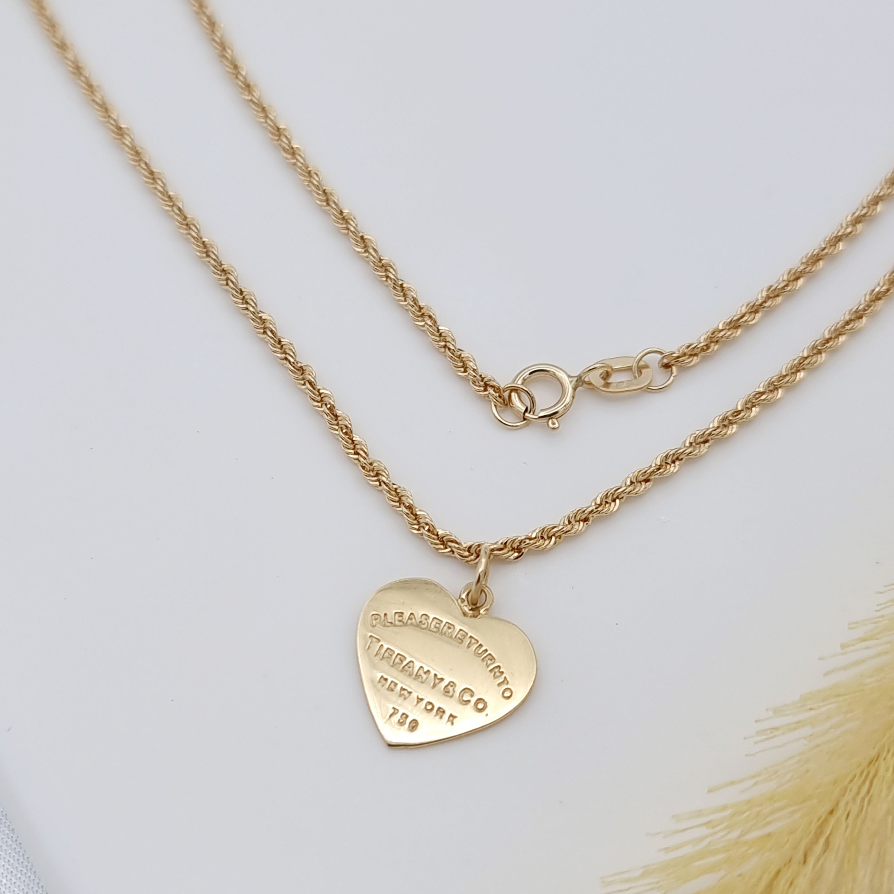 18K Pure Gold T.F Heart Necklace