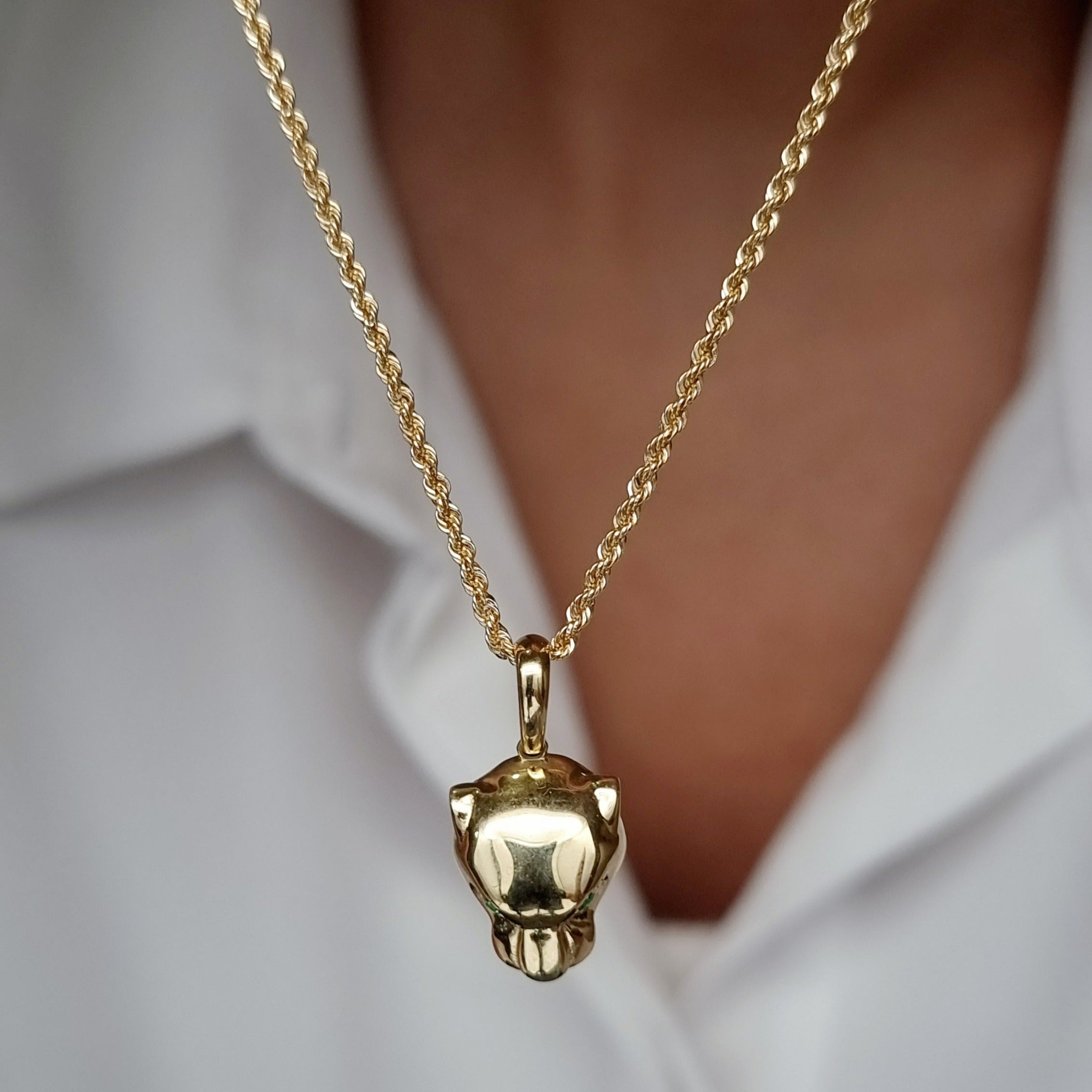 18K Pure Gold Plain Panther Necklace