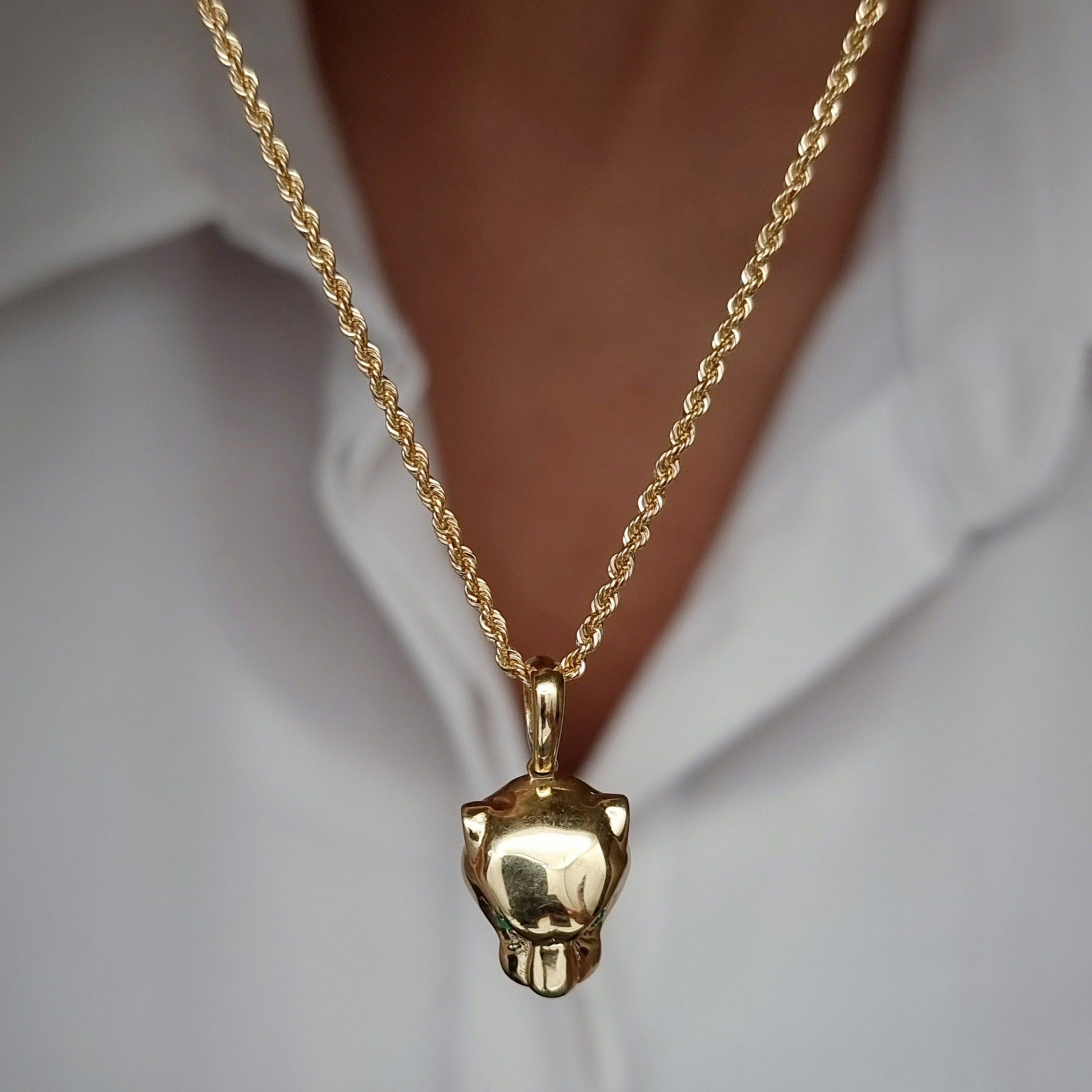 18K Pure Gold Plain Panther Necklace