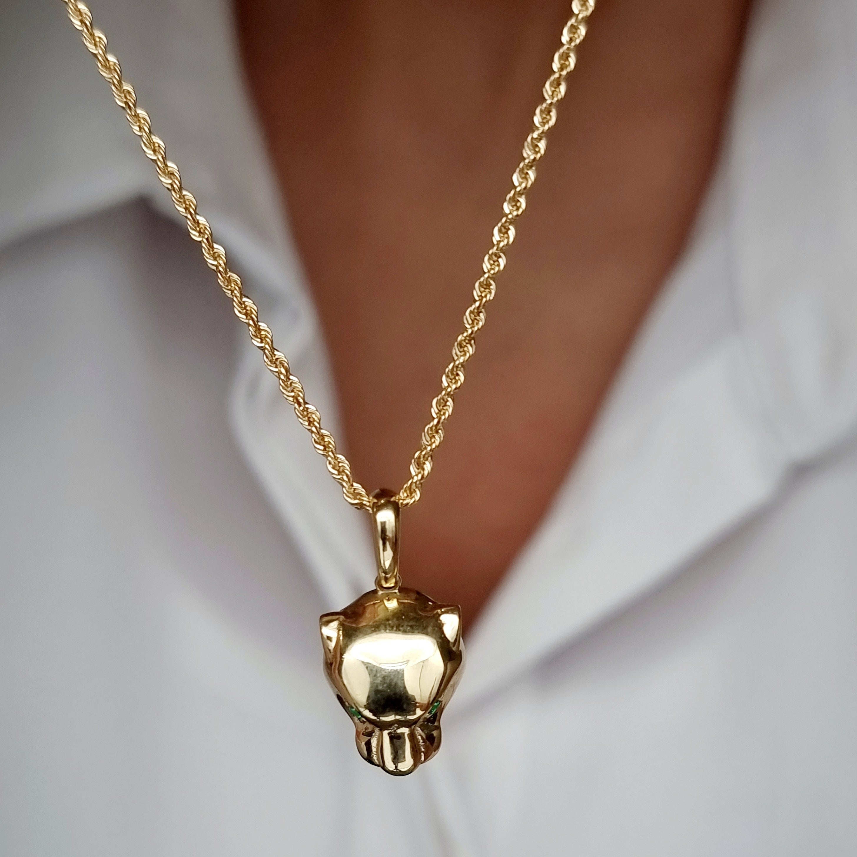 18K Pure Gold Plain Panther Necklace