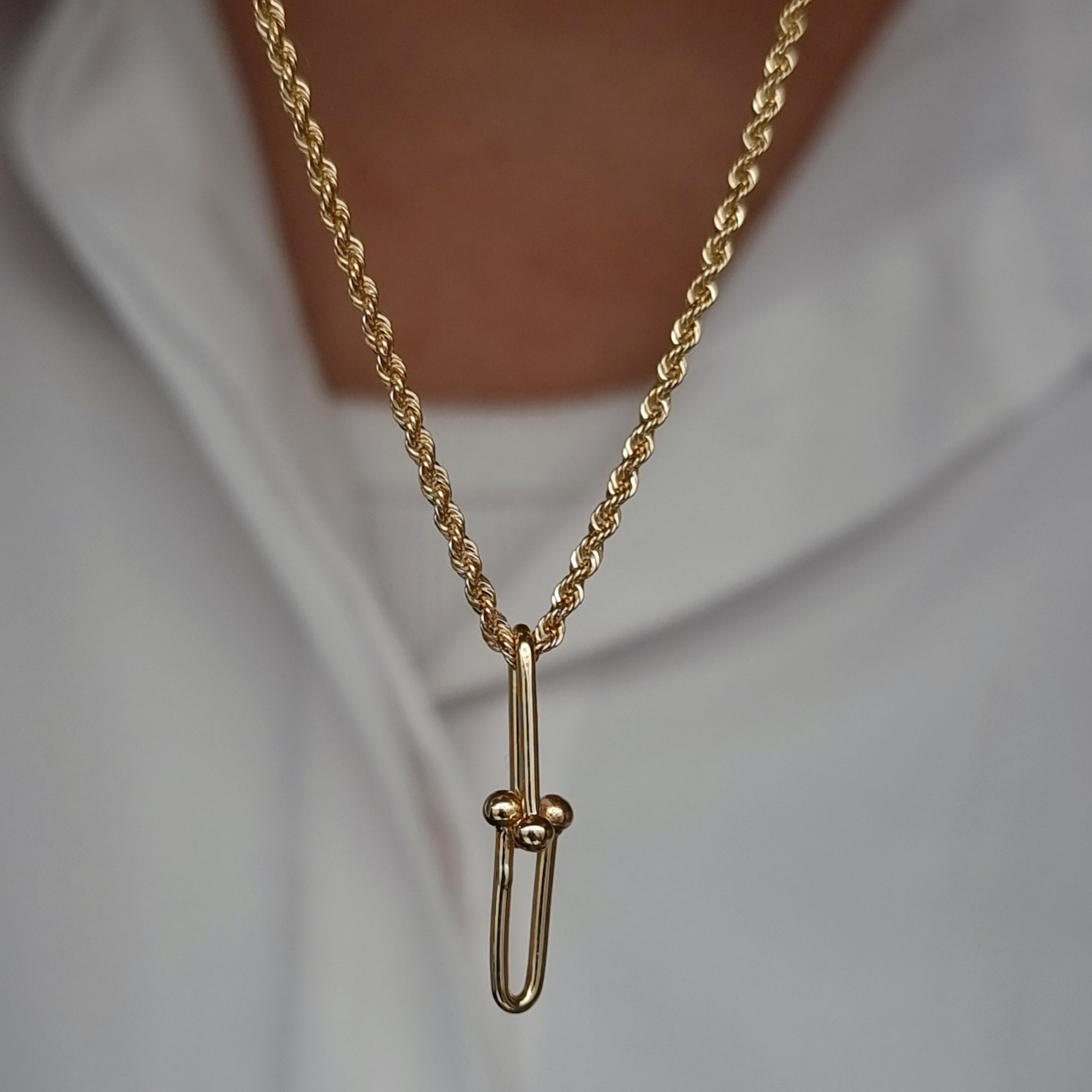 18K Pure Gold U-Link Necklace