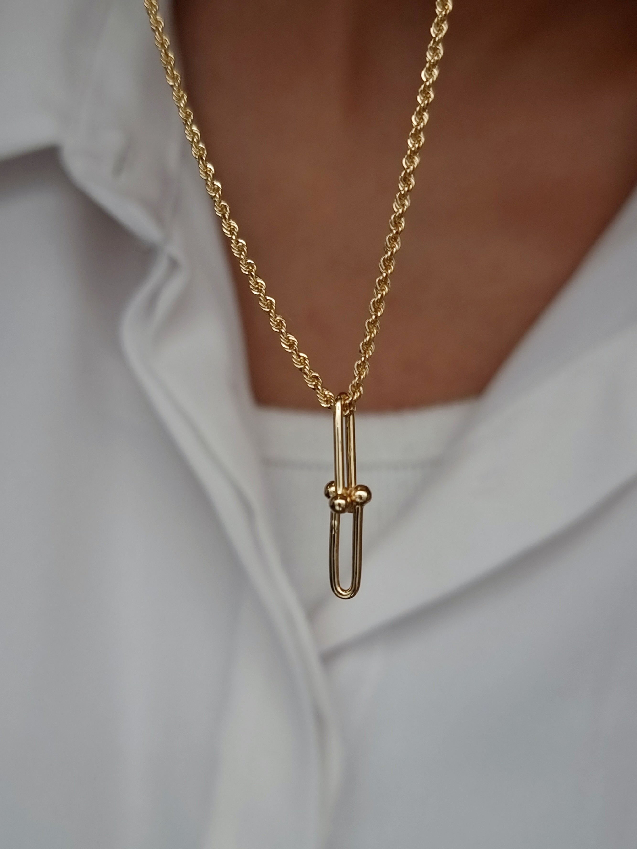 18K Pure Gold U-Link Necklace