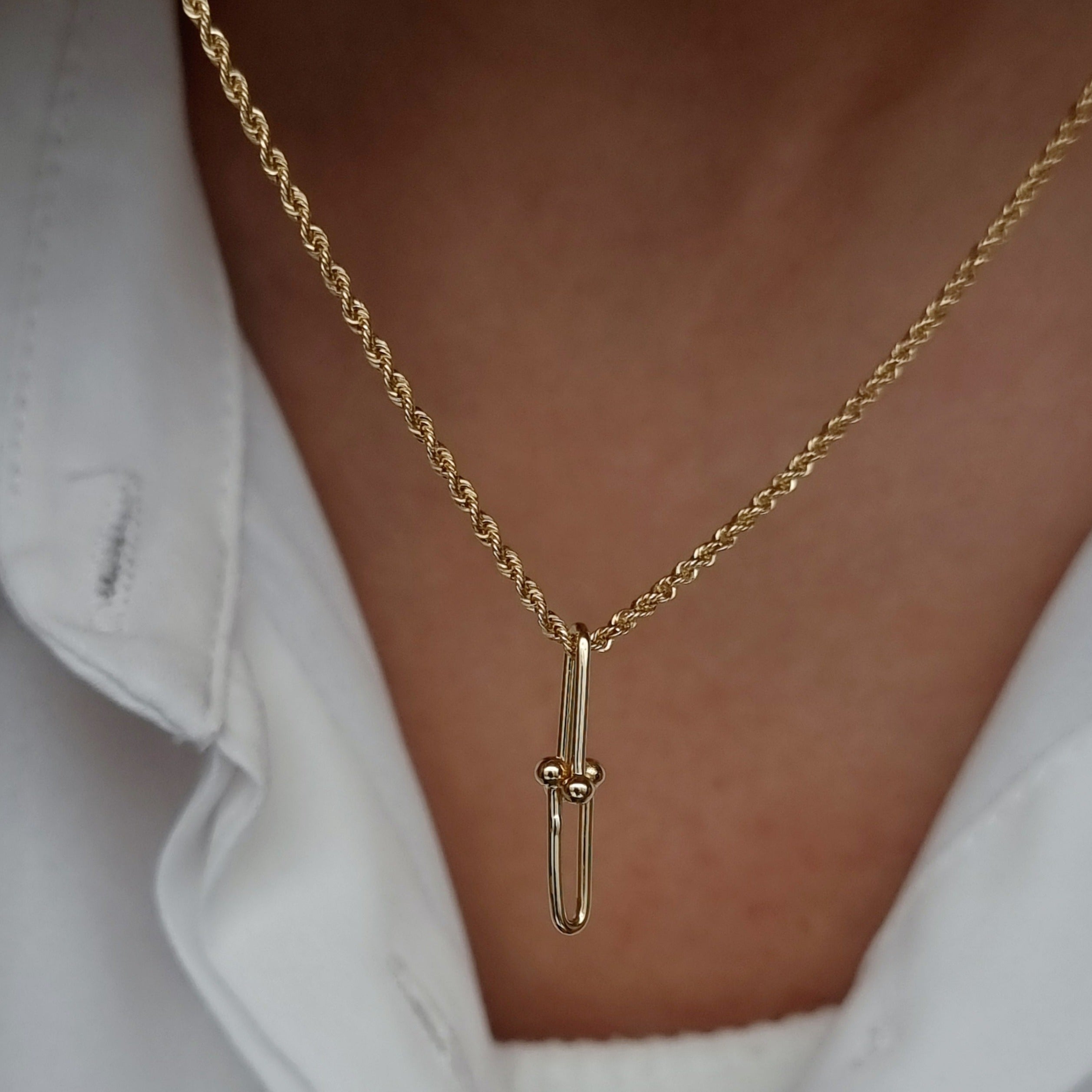 18K Pure Gold U-Link Necklace