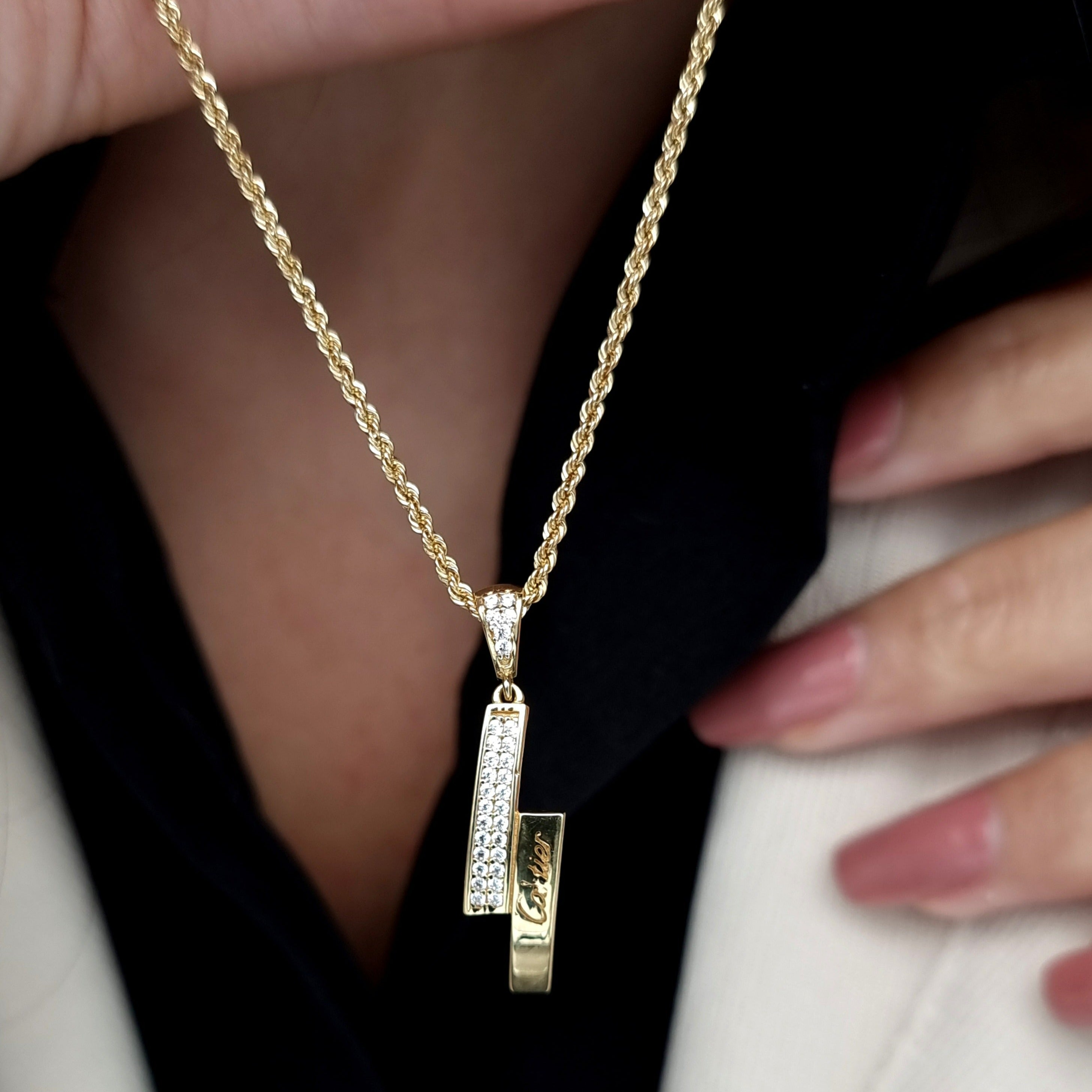 C R. Stone 18K Pure Gold C.R Stone Necklace