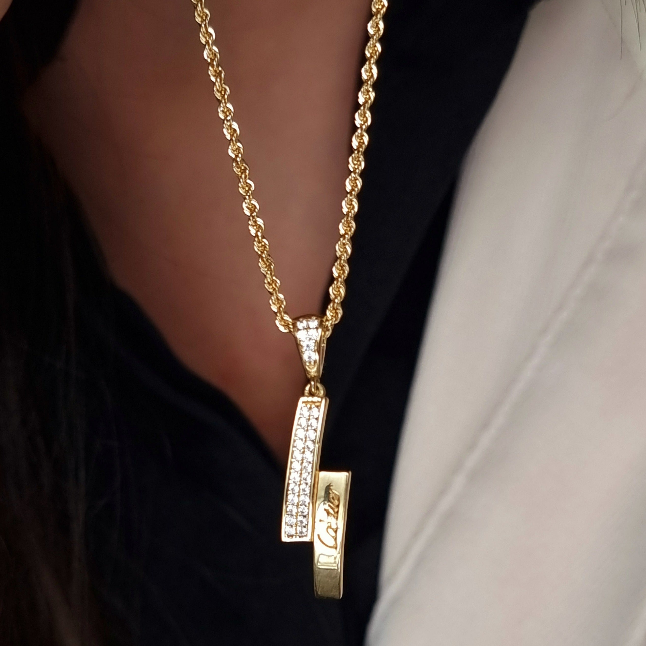 C R. Stone 18K Pure Gold C.R Stone Necklace