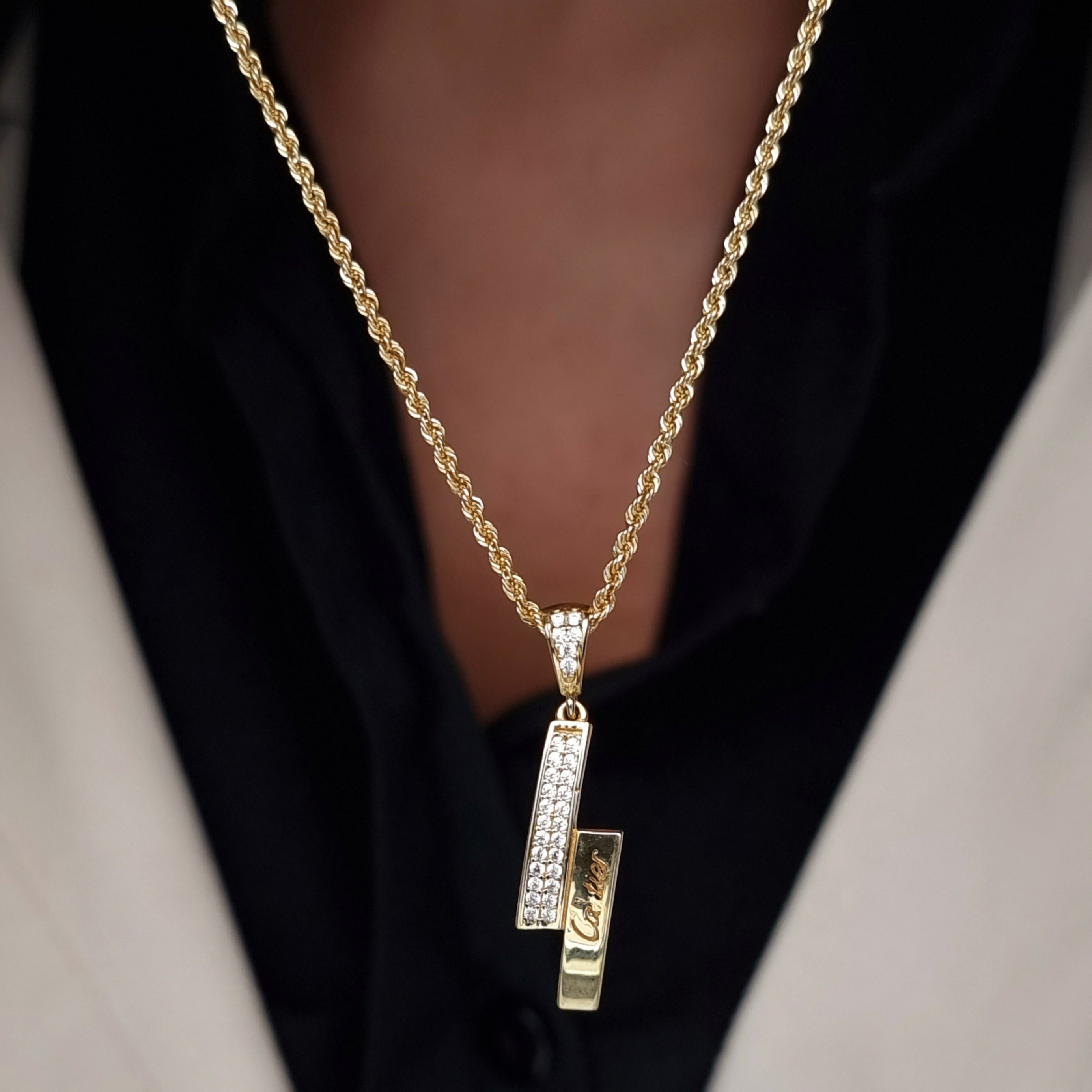 C R. Stone 18K Pure Gold C.R Stone Necklace