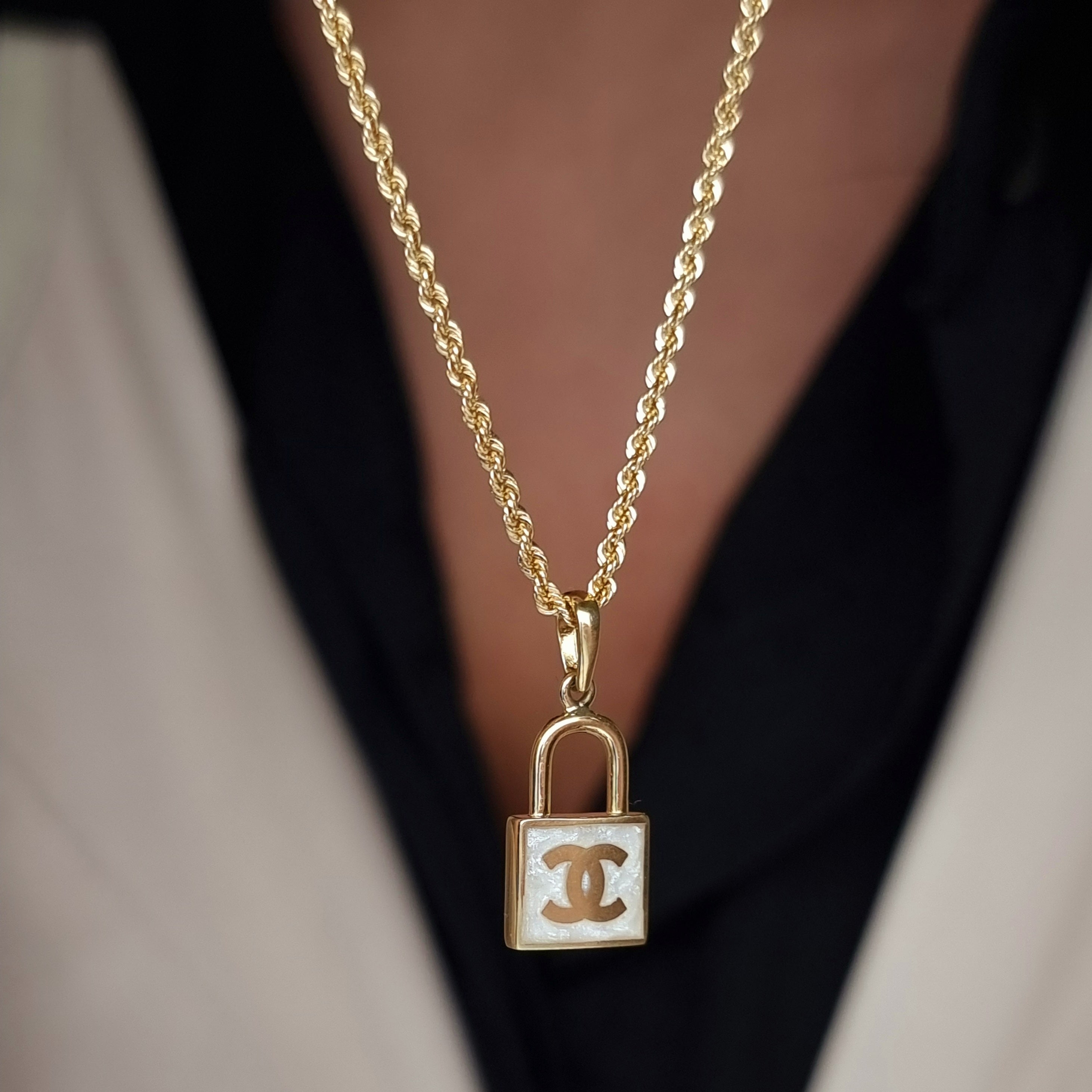 18K Pure Gold Lock C.H Necklace