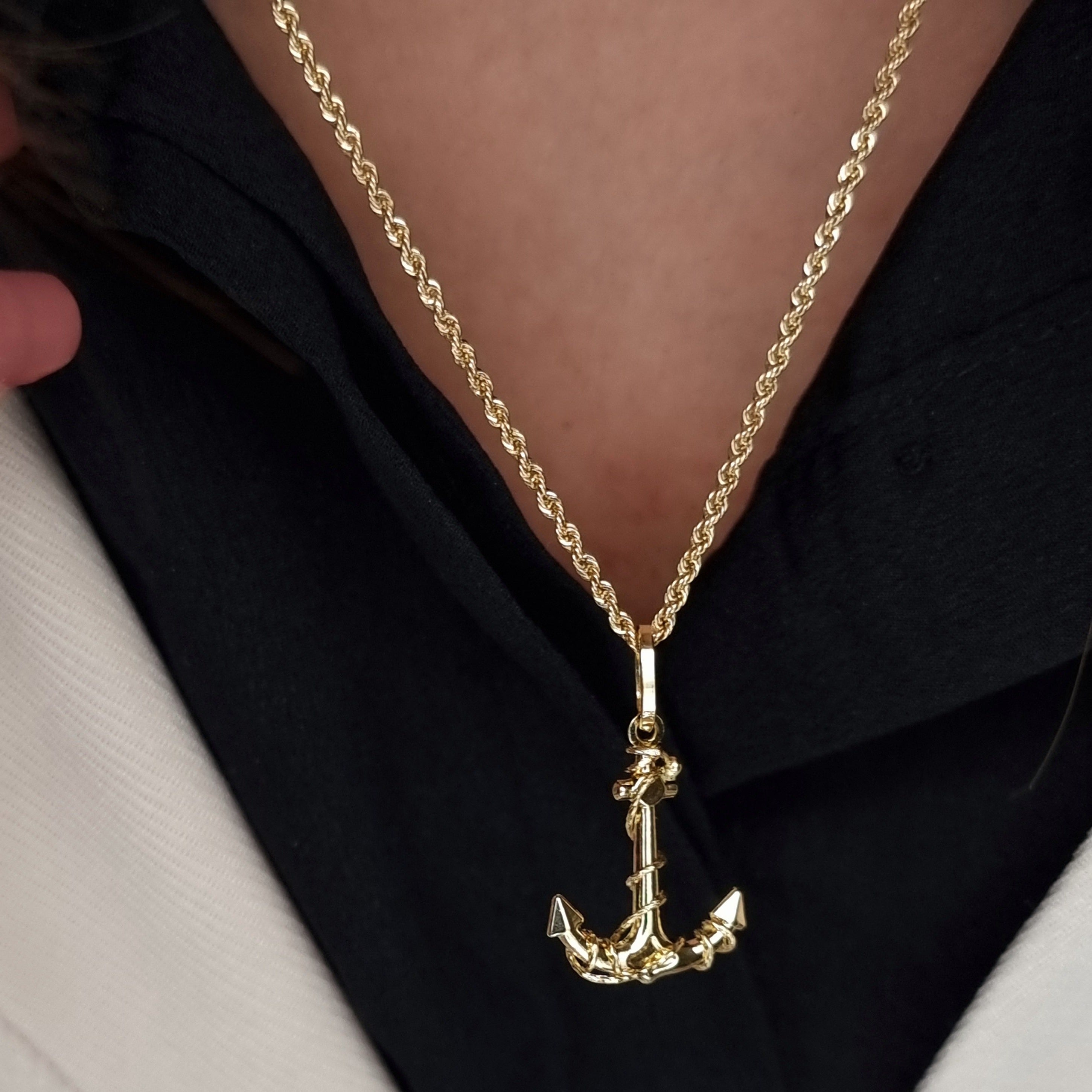 18K Pure Gold Anchor Necklace