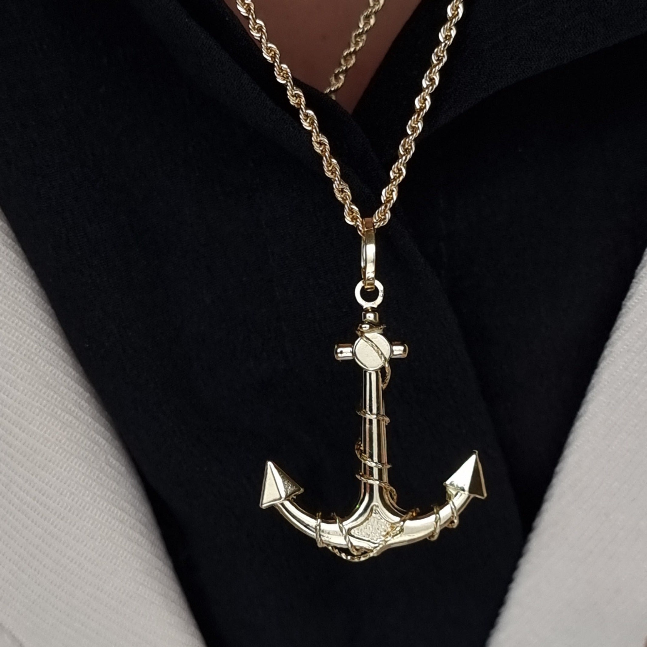 18K Pure Gold Anchor Necklace