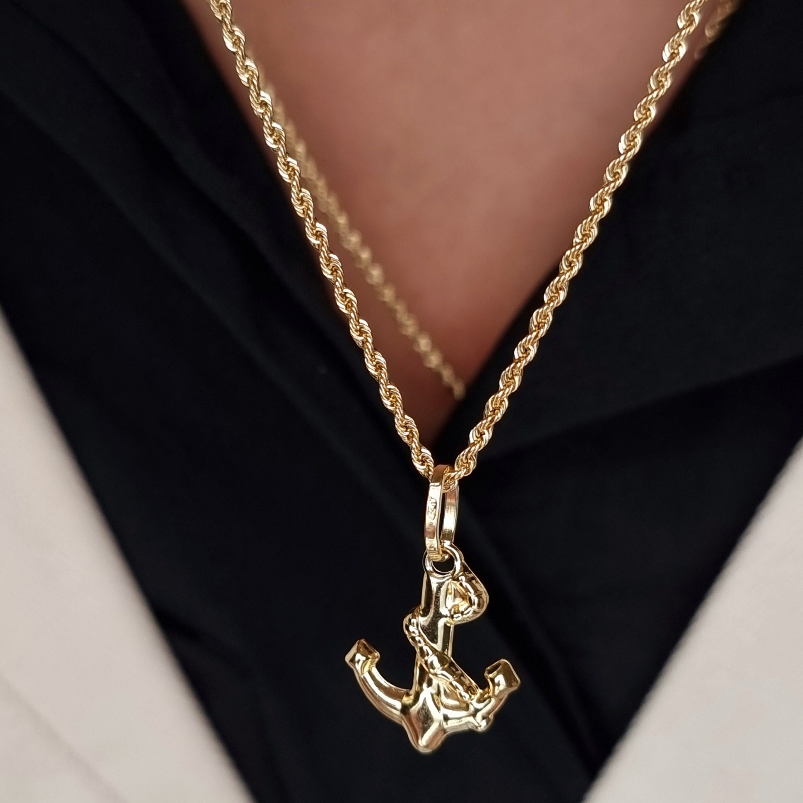 18K Pure Gold Anchor Necklace