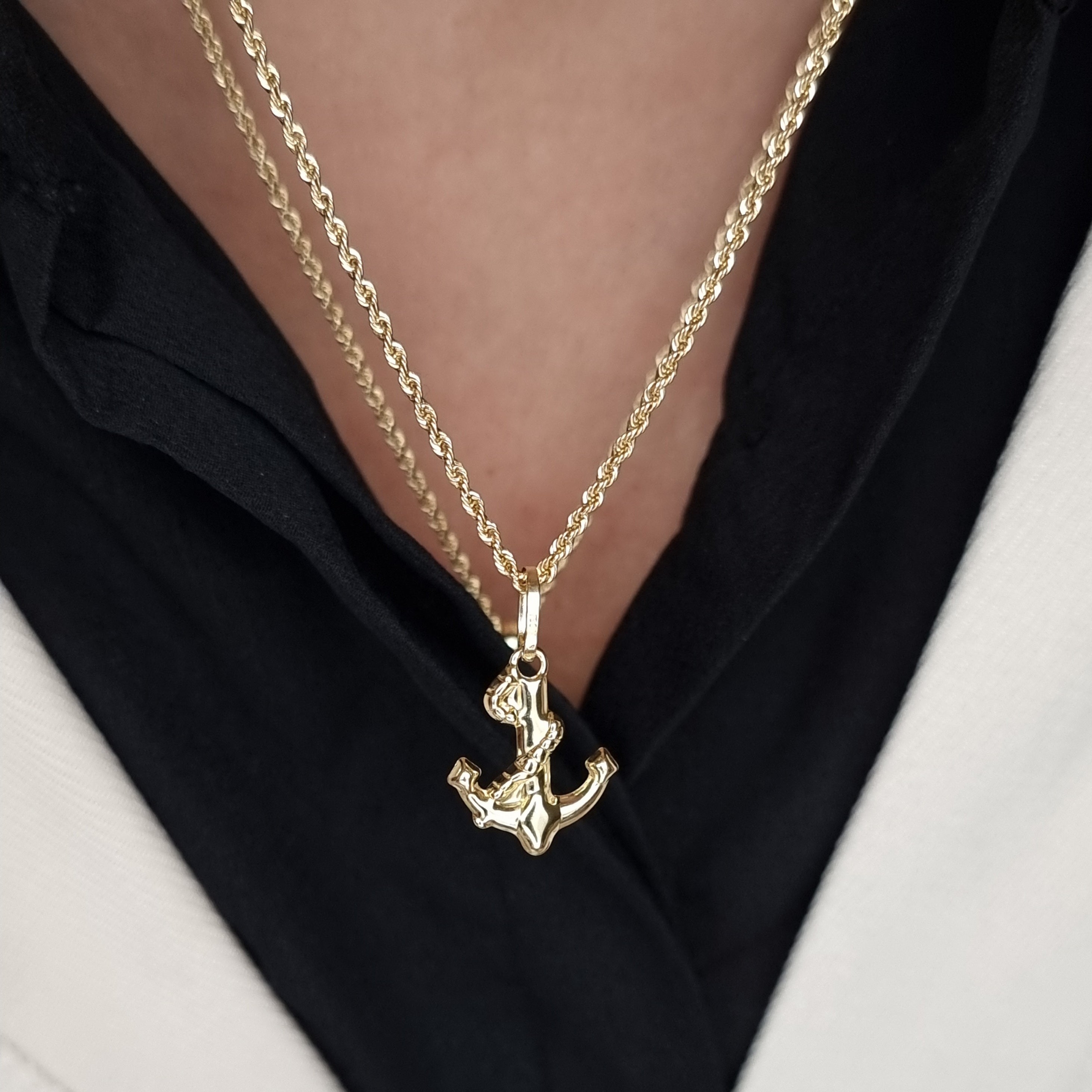 18K Pure Gold Anchor Necklace