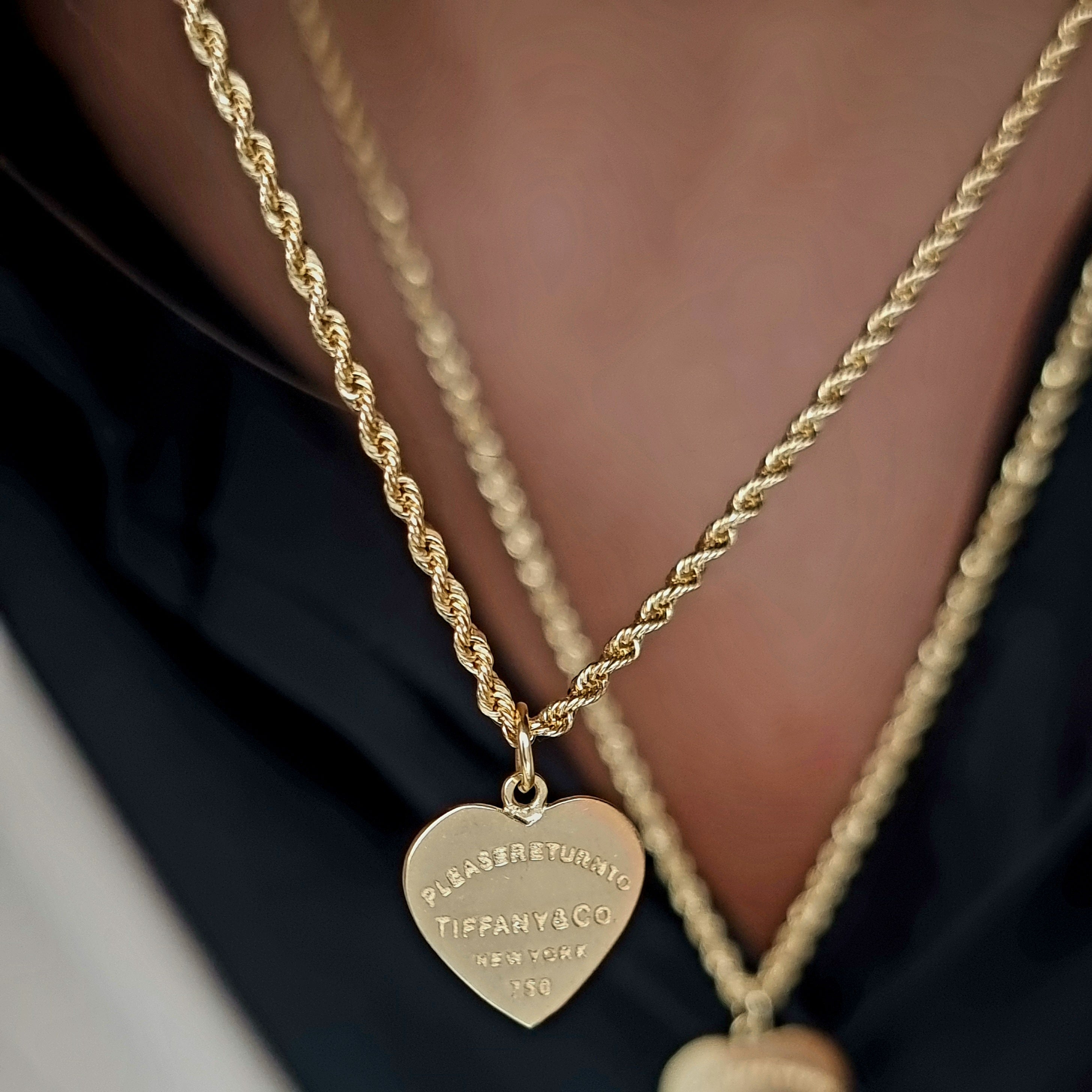 18K Pure Gold T.F Heart Necklace