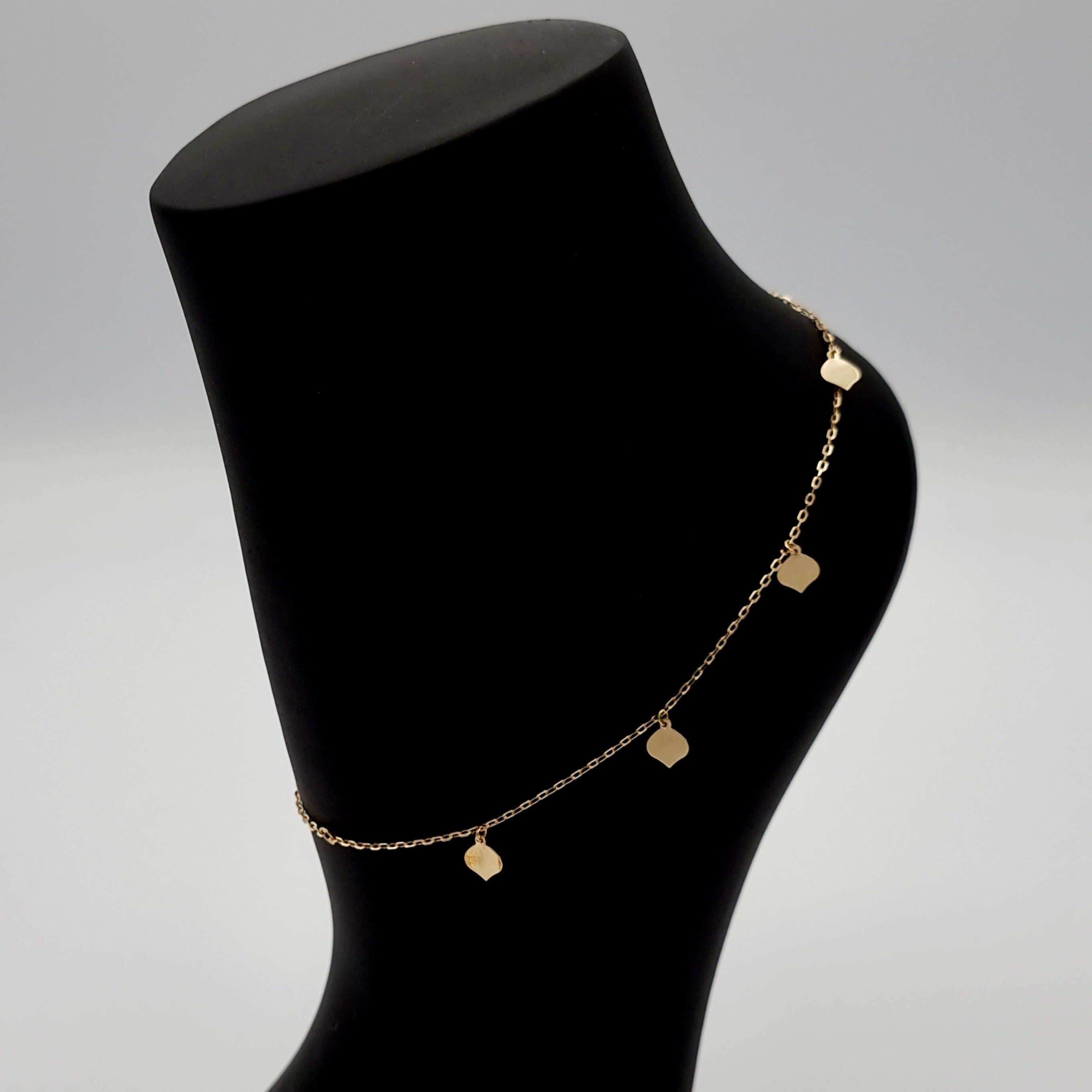 18K Pure Gold Hanging Leaf Anklet