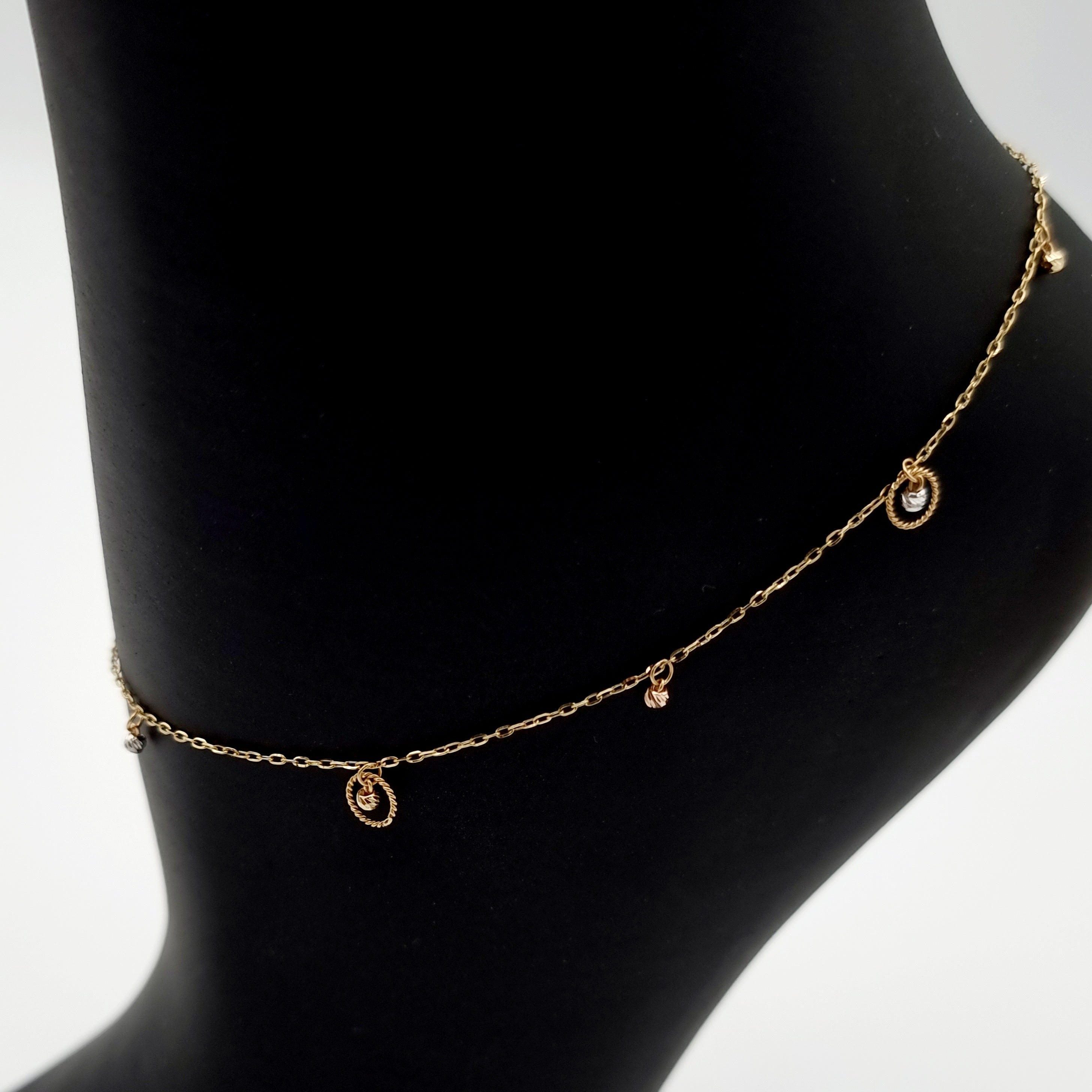 18K Pure Gold Hanging Small Seed Anklet