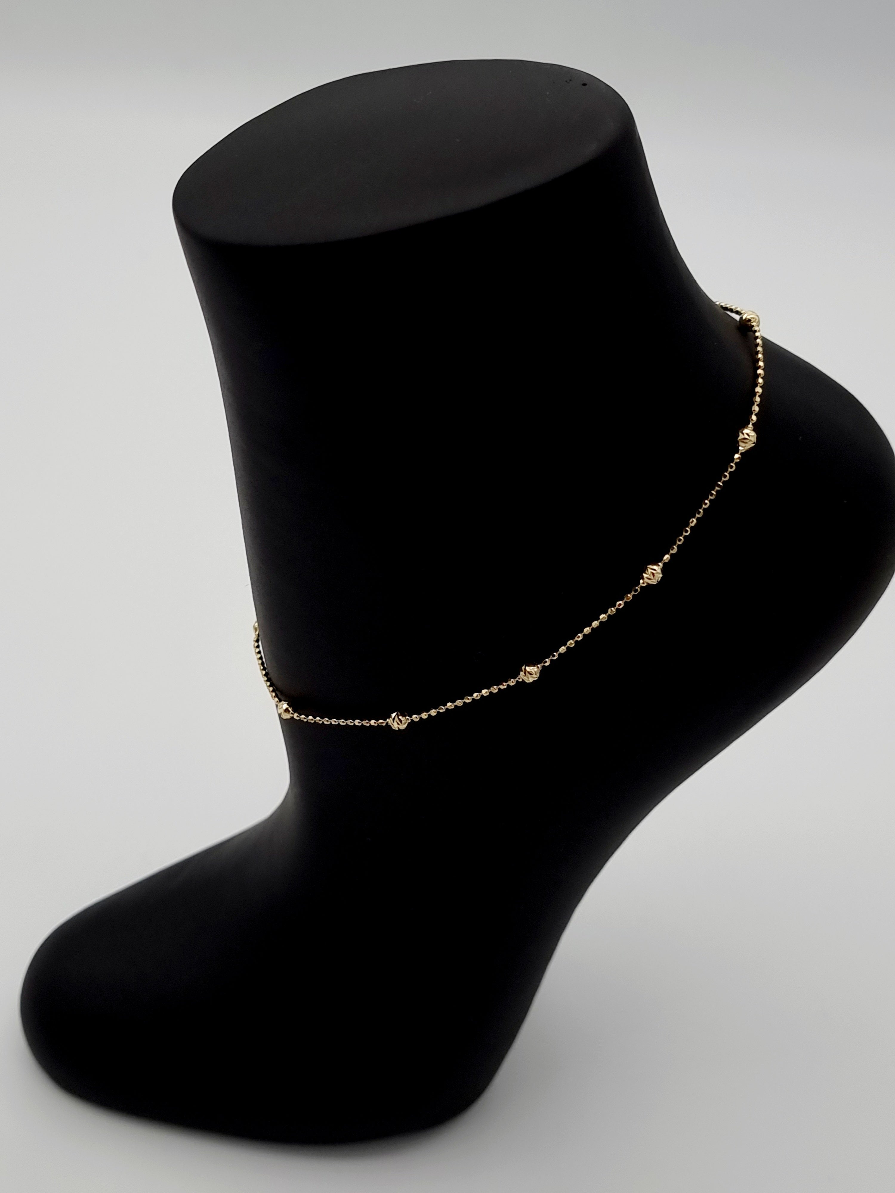 18K Pure Gold Ball Seed Anklet