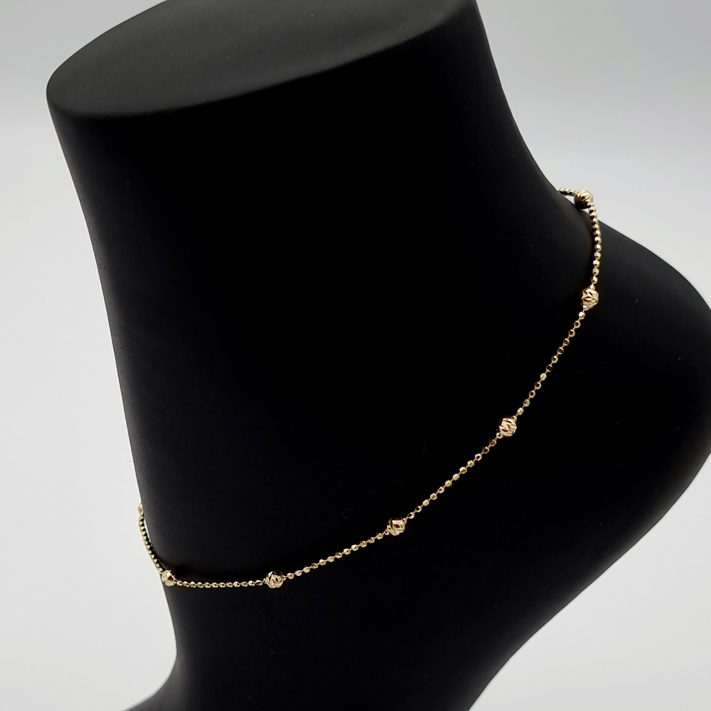 18K Pure Gold Ball Seed Anklet