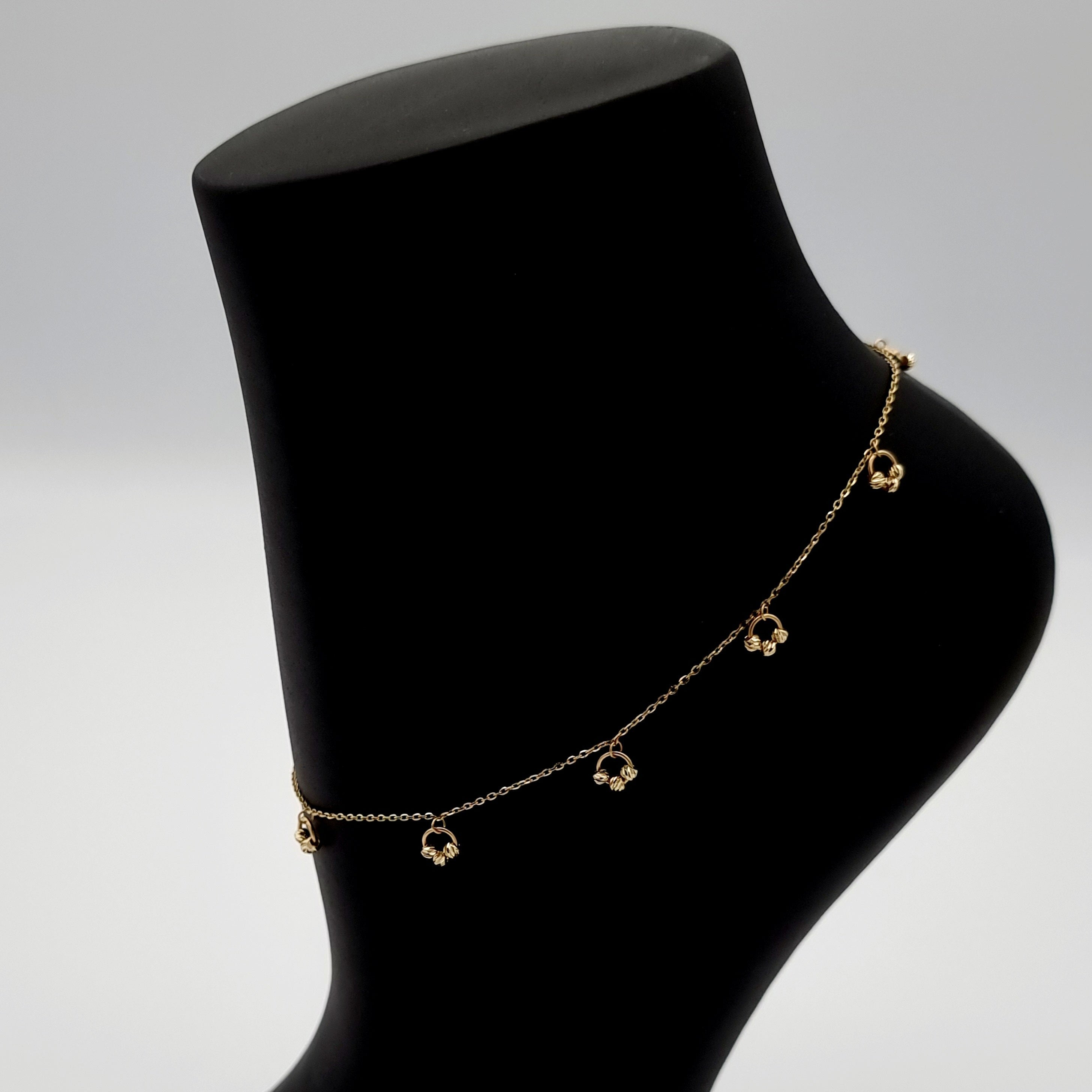 18K Pure Gold Hanging Seeds Anklet