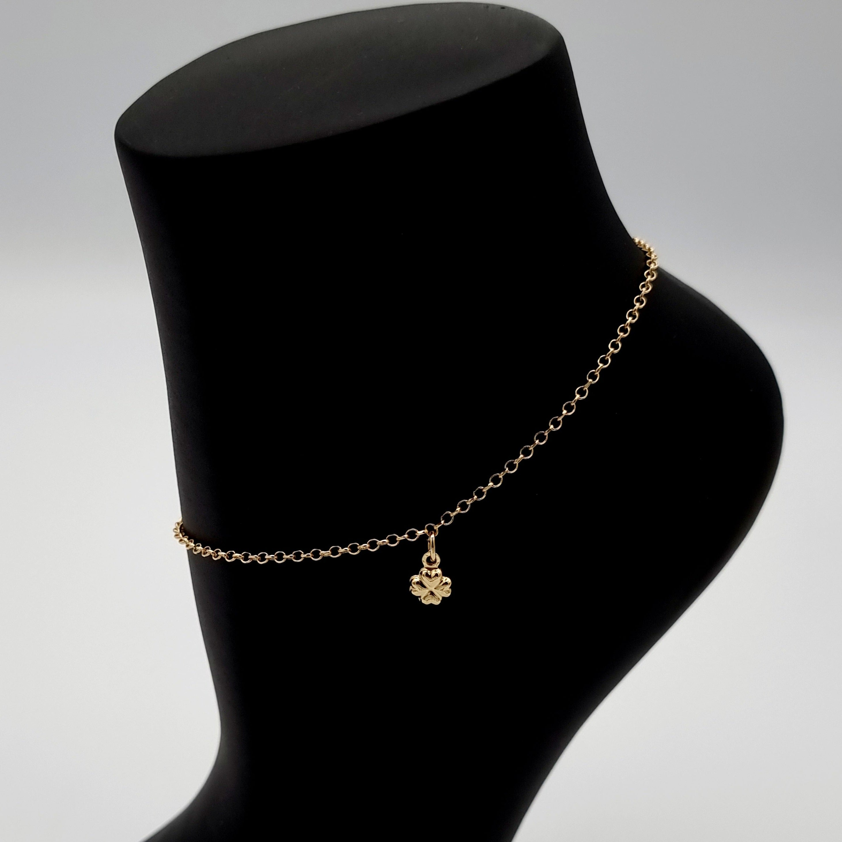 18K Pure Gold Hanging Flower Anklet