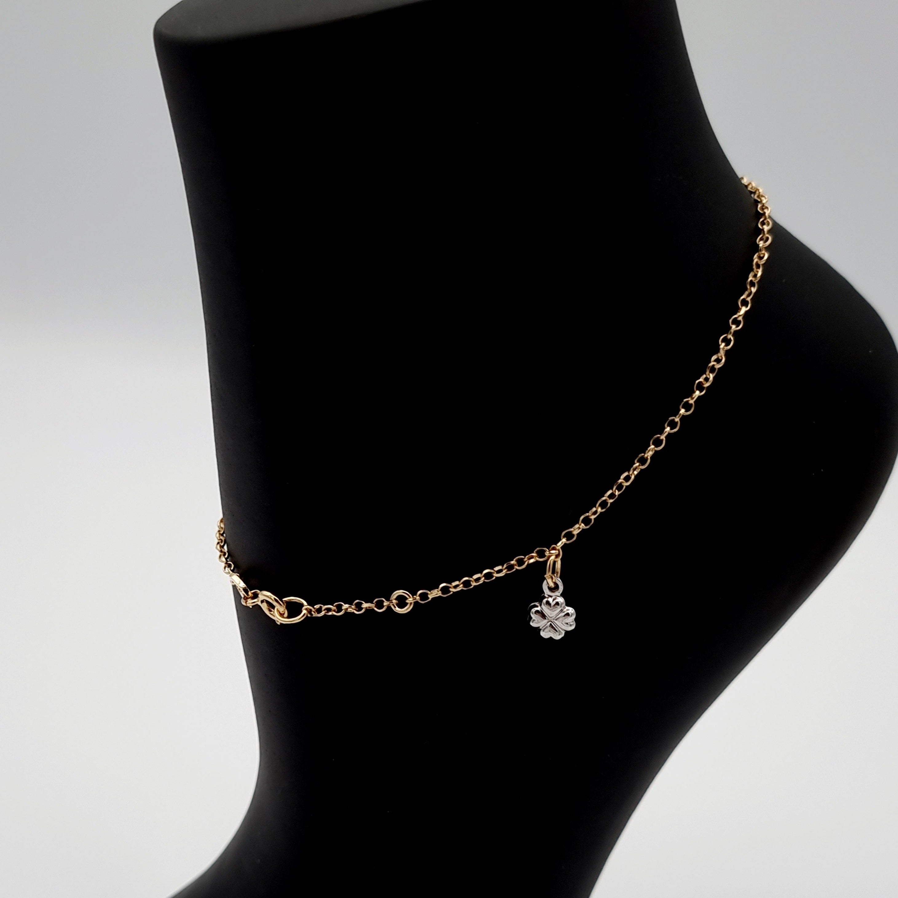 18K Pure Gold Hanging Flower Anklet