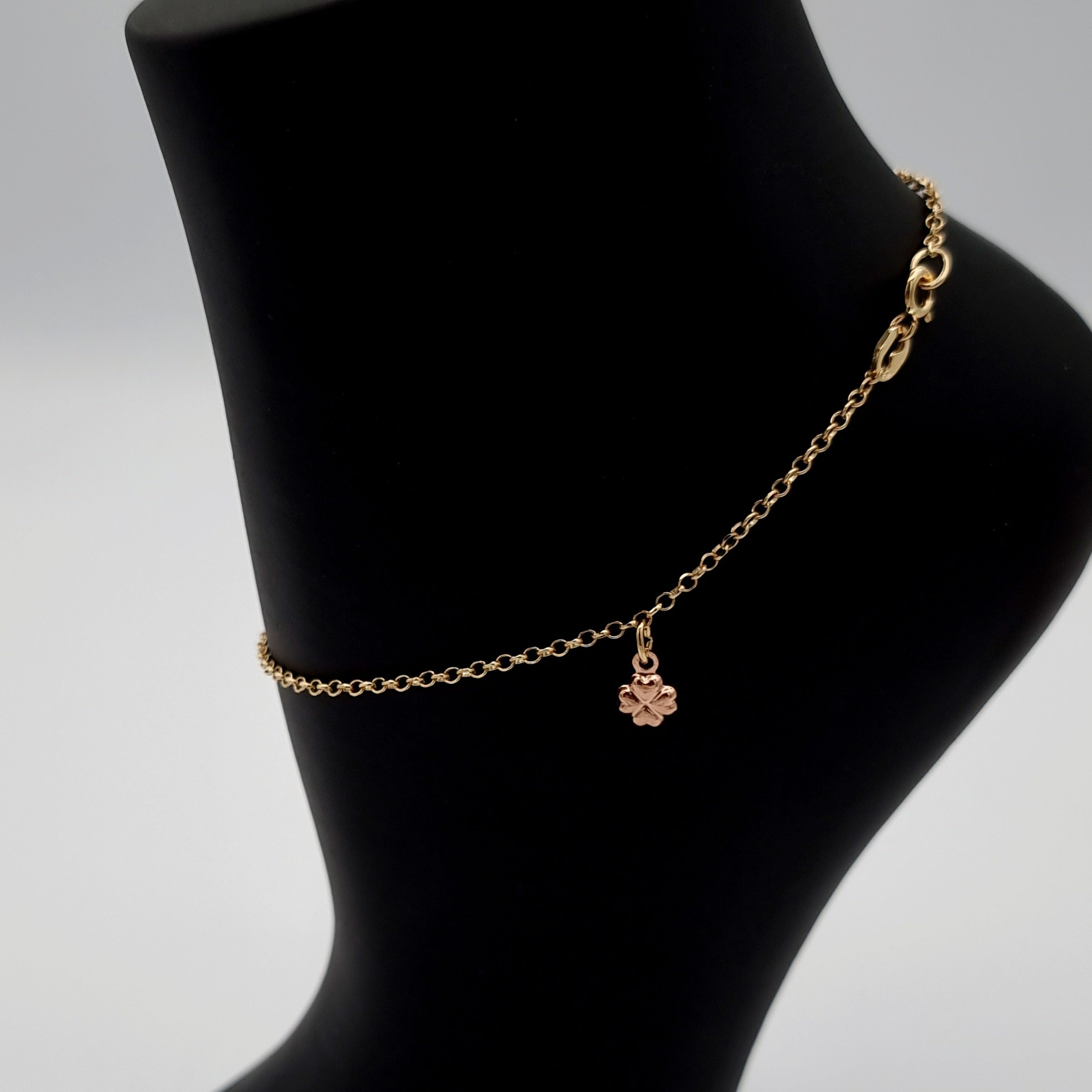 18K Pure Gold Hanging Flower Anklet